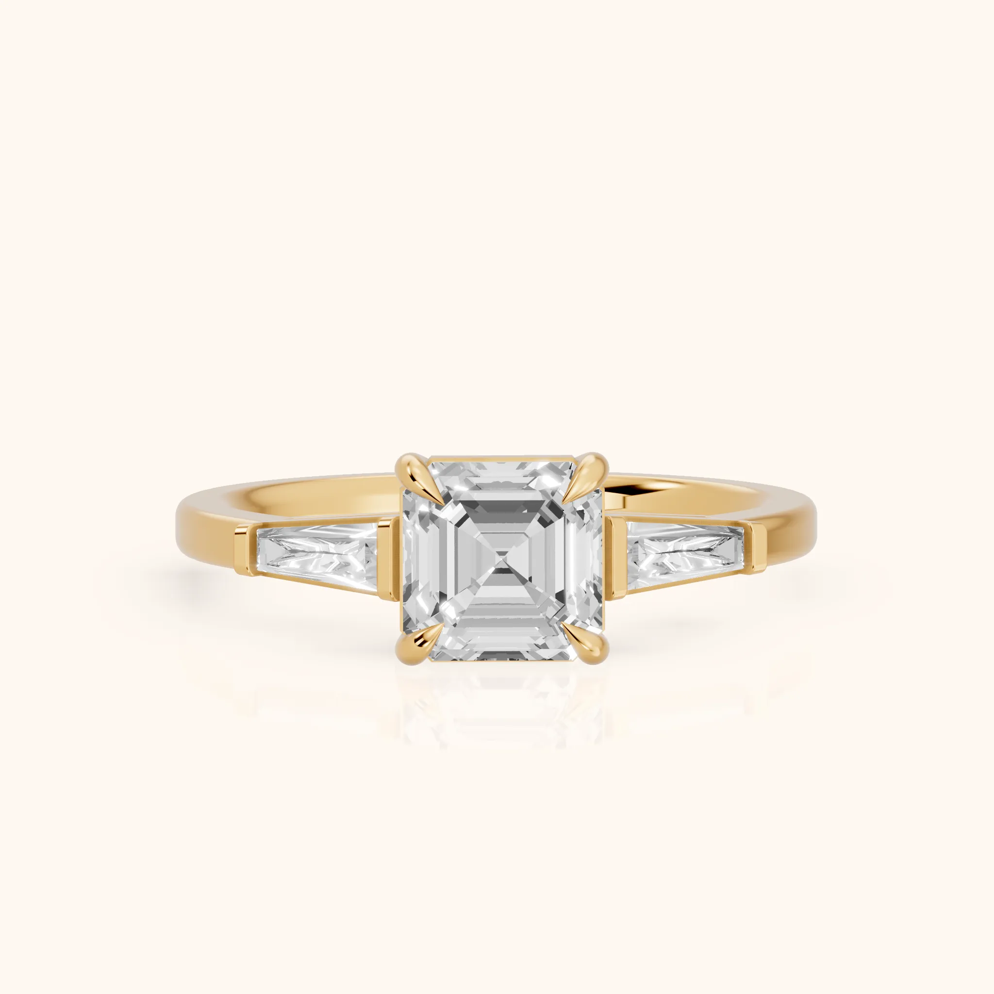 Winnie Three-Stone Asscher Diamond Engagement Ring in Yellow Gold — view 1