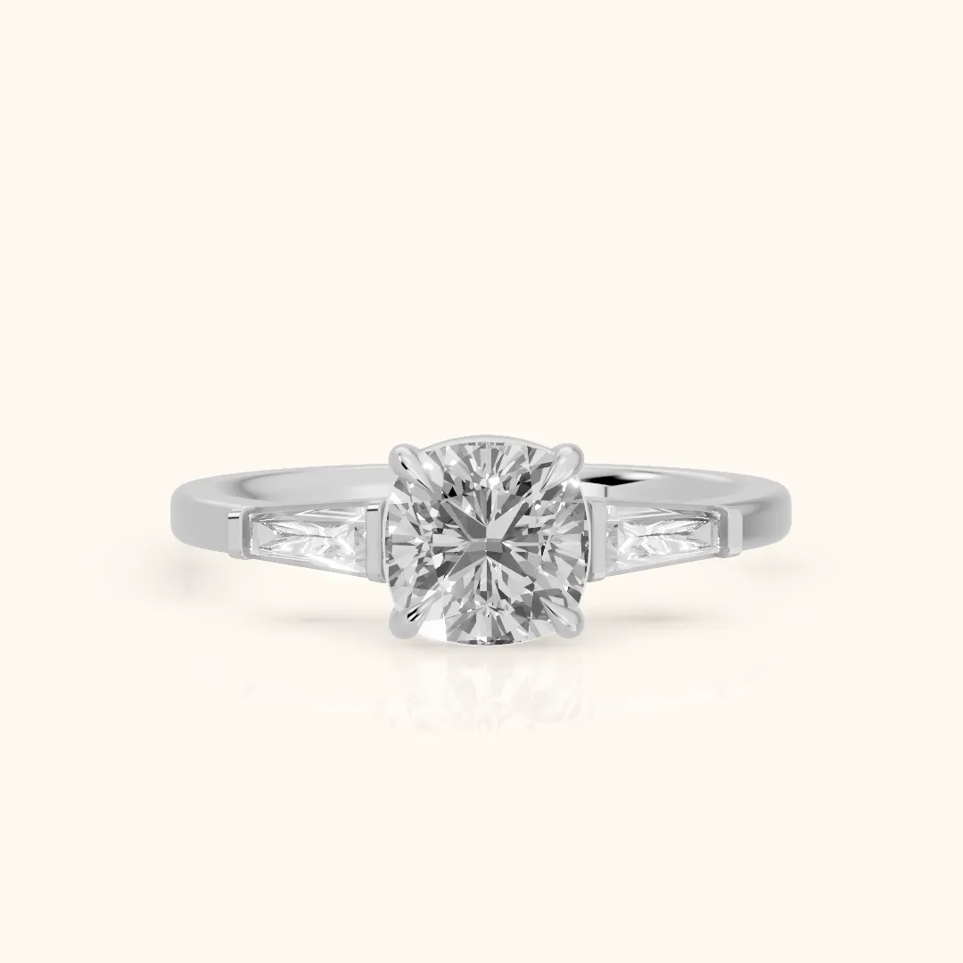 Winnie Three-Stone Cushion Diamond Engagement Ring in Silver — view 2