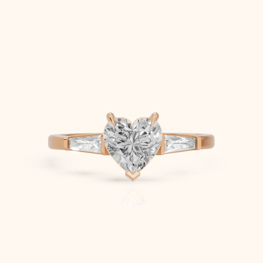 Winnie Three-Stone Heart Diamond Engagement Ring in Rose Gold — view 2