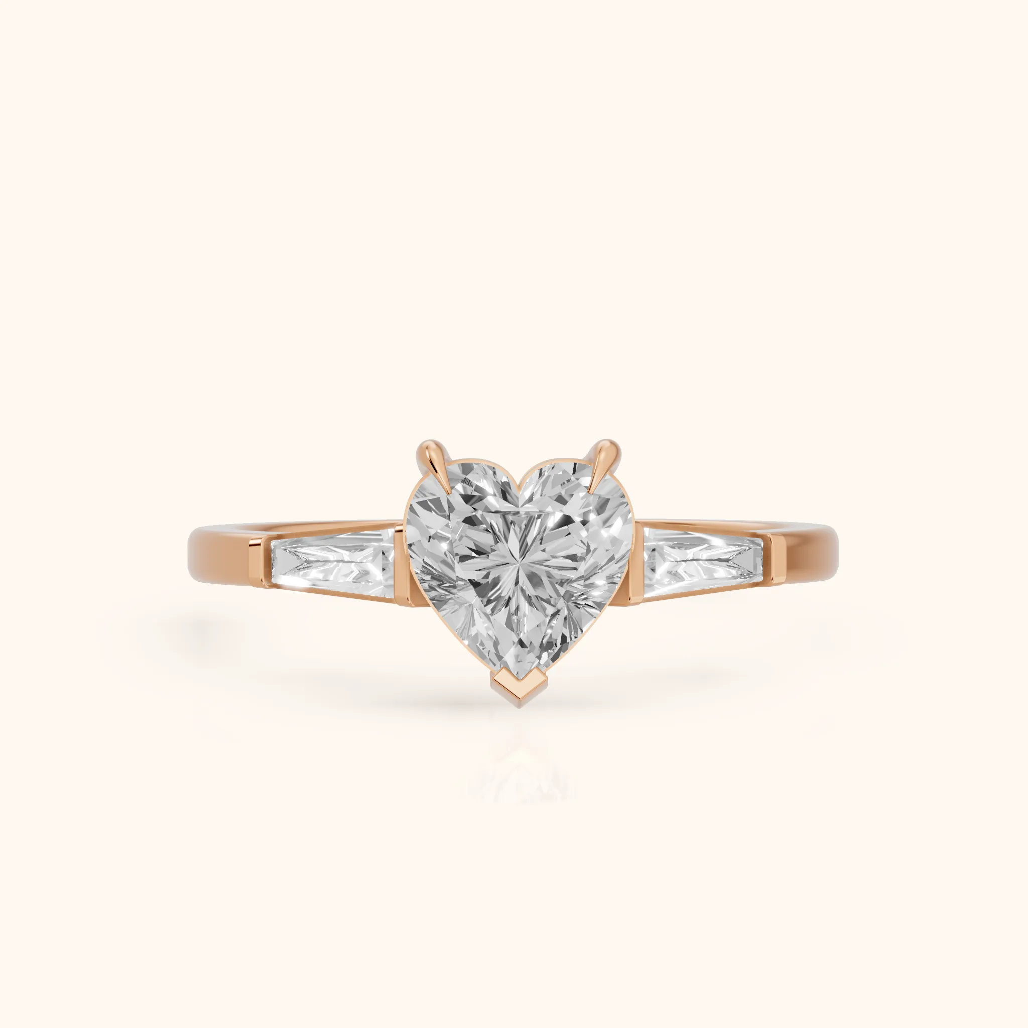 Winnie Three-Stone Heart Diamond Engagement Ring in Rose Gold — view 1