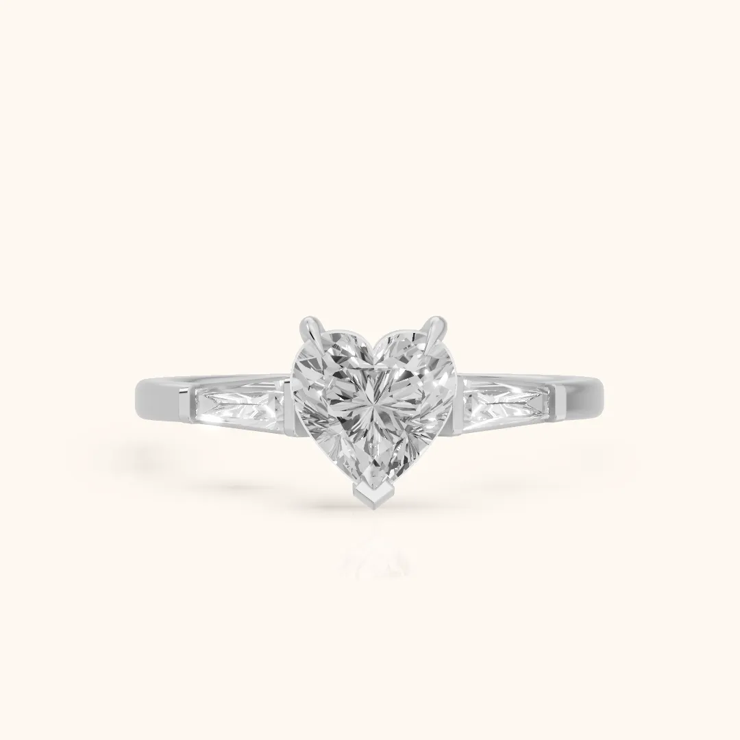 Winnie Three-Stone Heart Diamond Engagement Ring in Silver — view 2