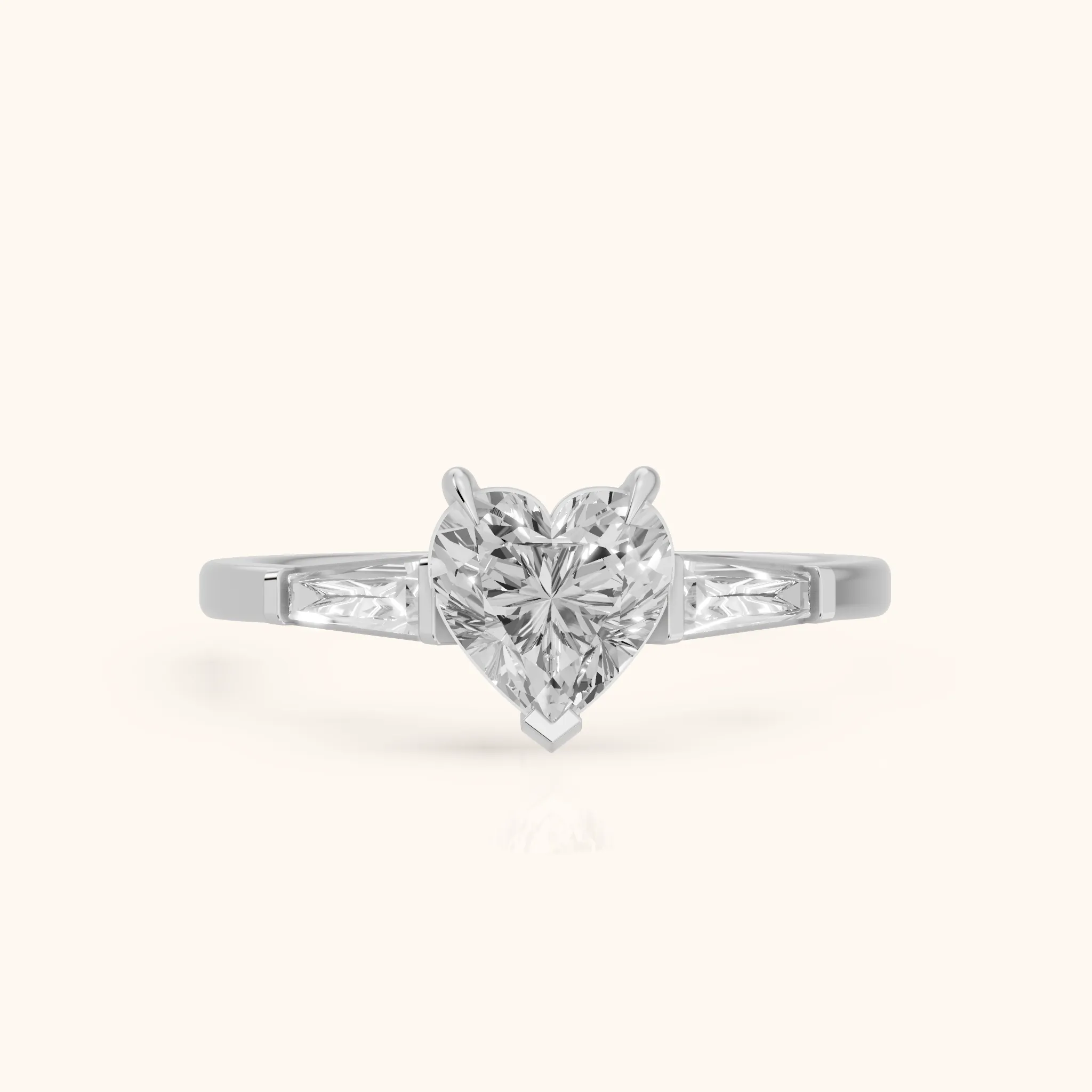 Winnie Three-Stone Heart Diamond Engagement Ring in Silver — view 1