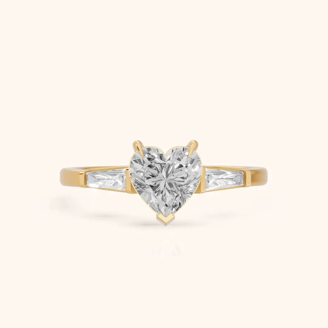 Winnie Three-Stone Heart Diamond Engagement Ring in Yellow Gold — view 2