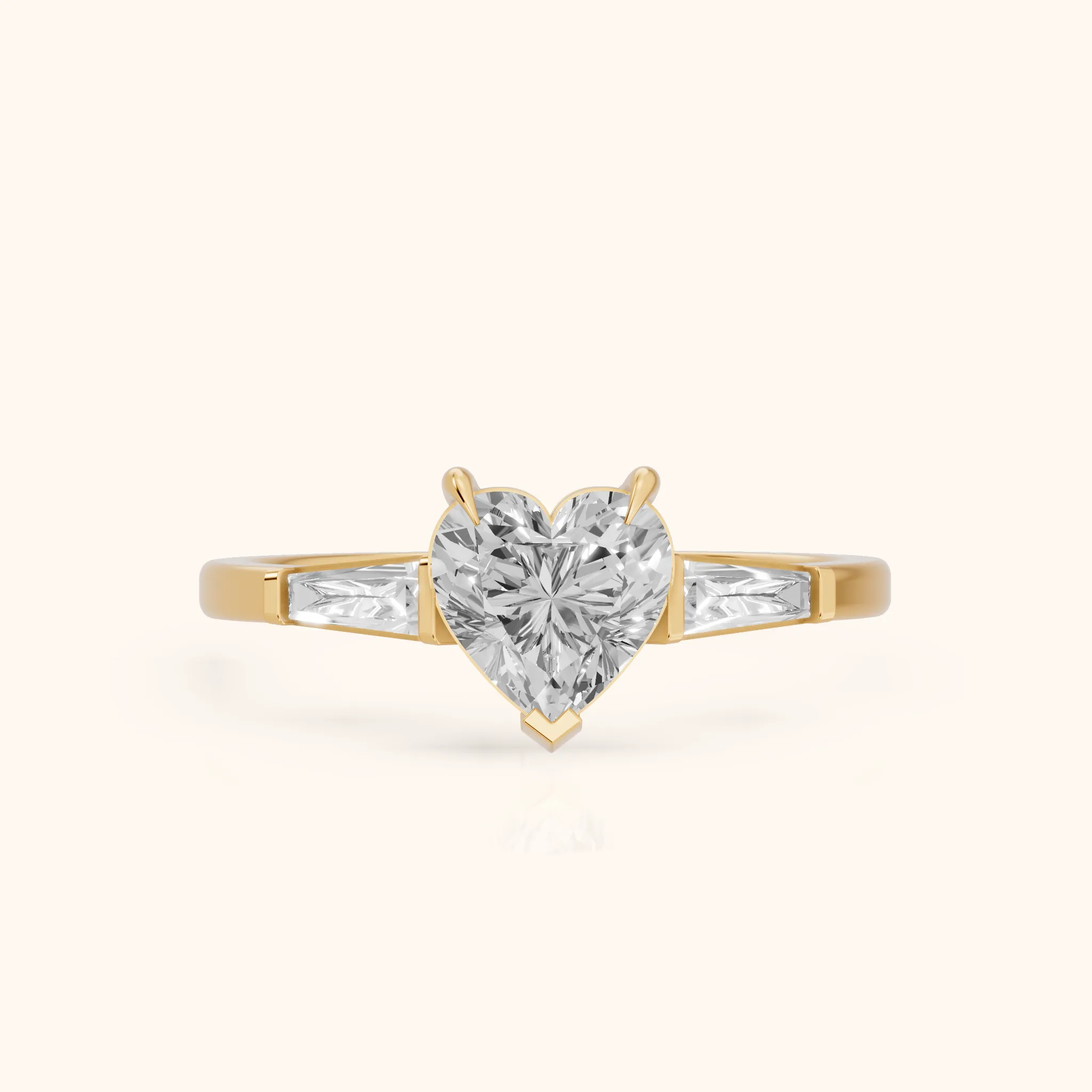 Winnie Three-Stone Heart Diamond Engagement Ring in Yellow Gold — view 1