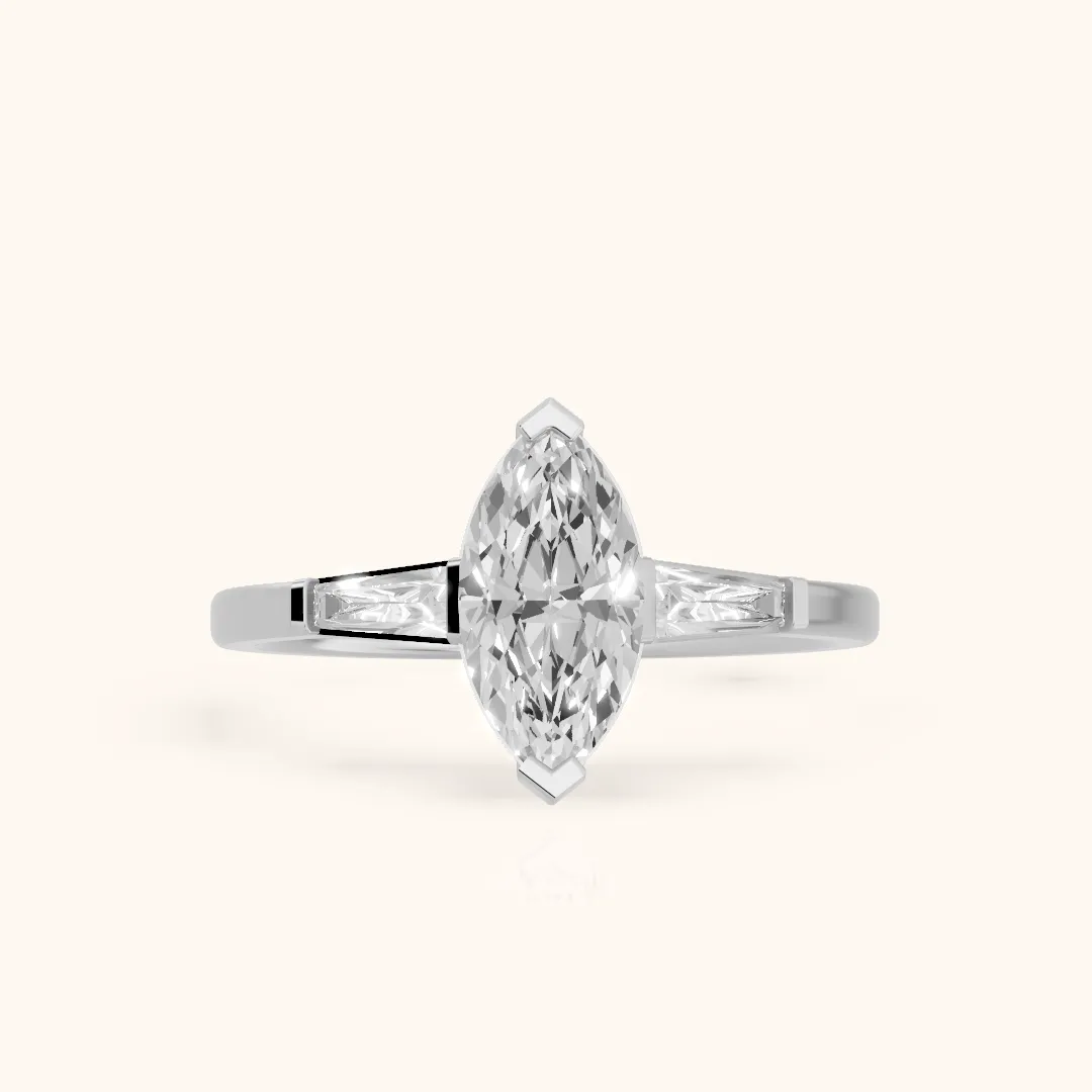 Winnie Three-Stone Marquise Diamond Engagement Ring in Silver — view 2