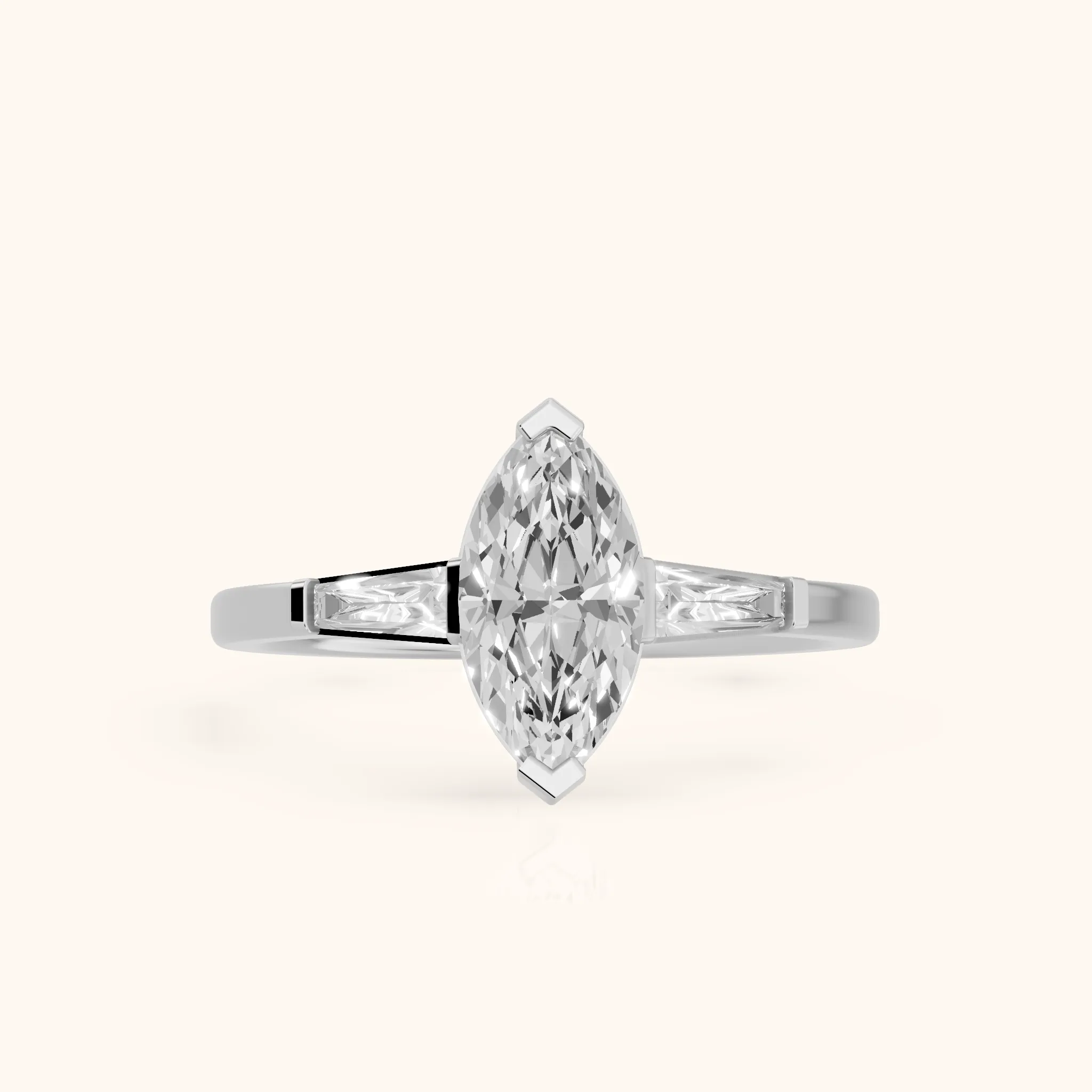 Winnie Three-Stone Marquise Diamond Engagement Ring in Silver — view 1