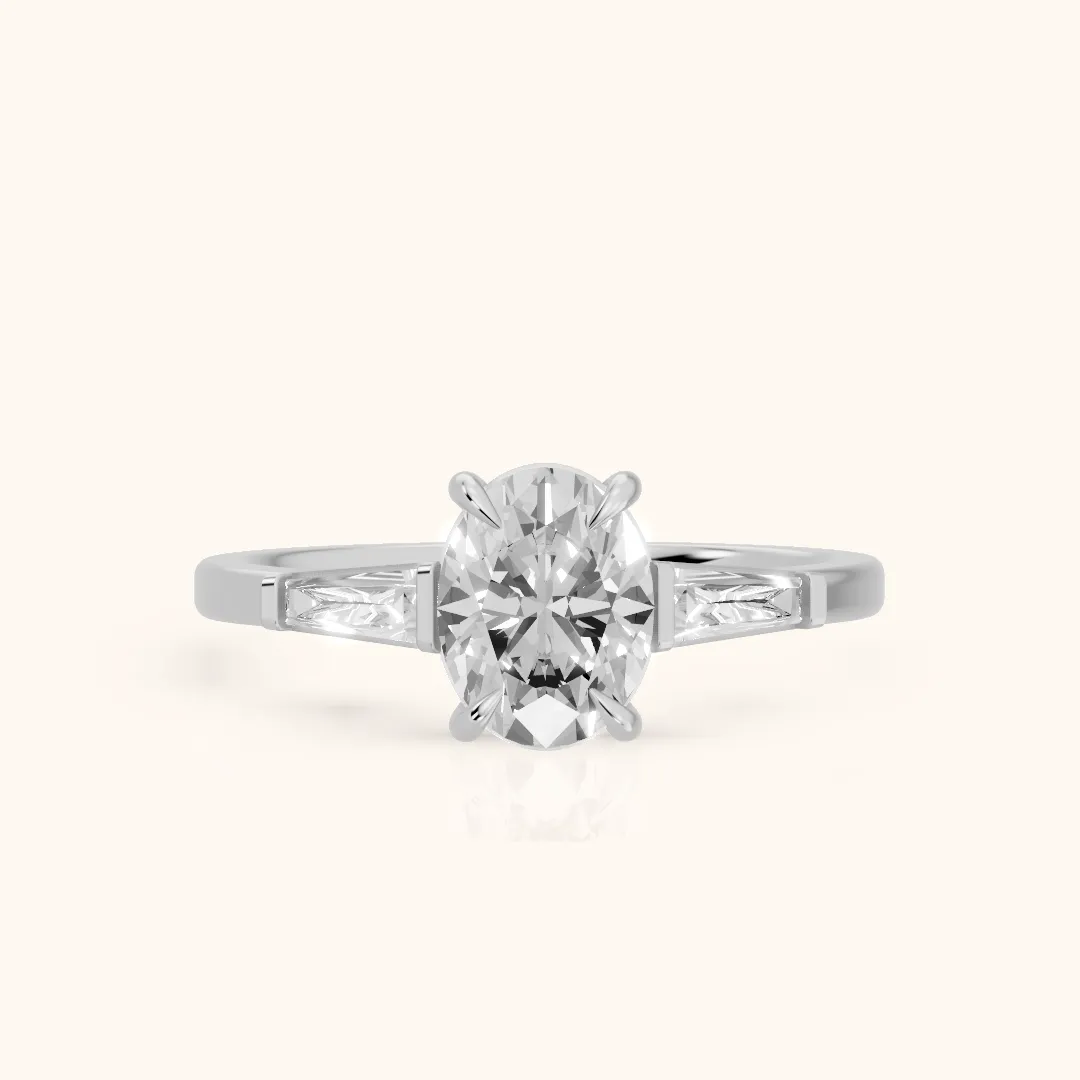 Winnie Three-Stone Oval Diamond Engagement Ring in Silver — view 2