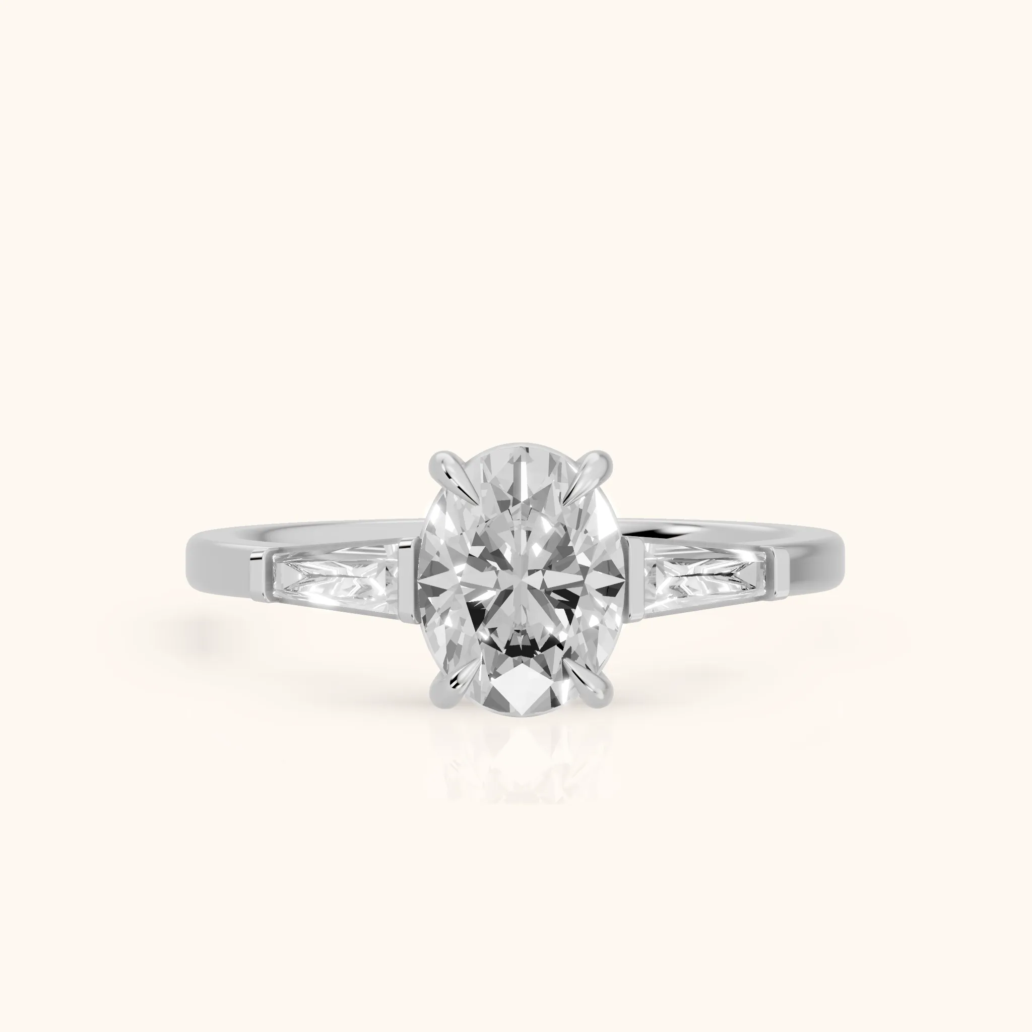 Winnie Three-Stone Oval Diamond Engagement Ring in Silver — view 1