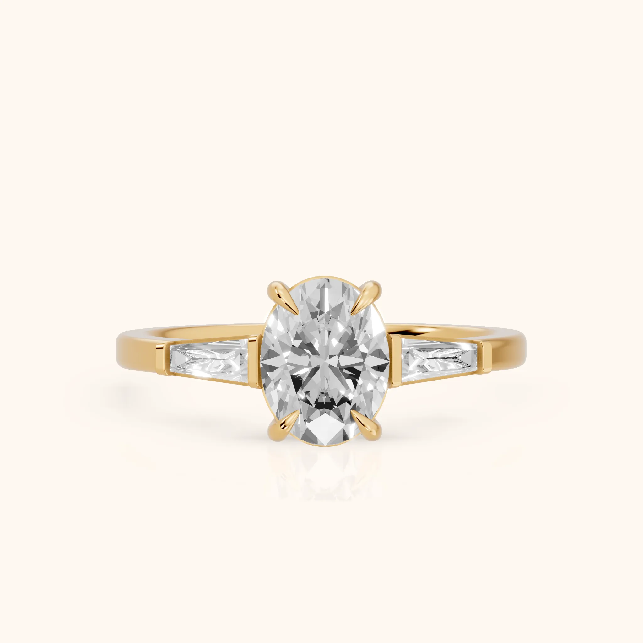 Winnie Three-Stone Oval Diamond Engagement Ring in Yellow Gold — view 1
