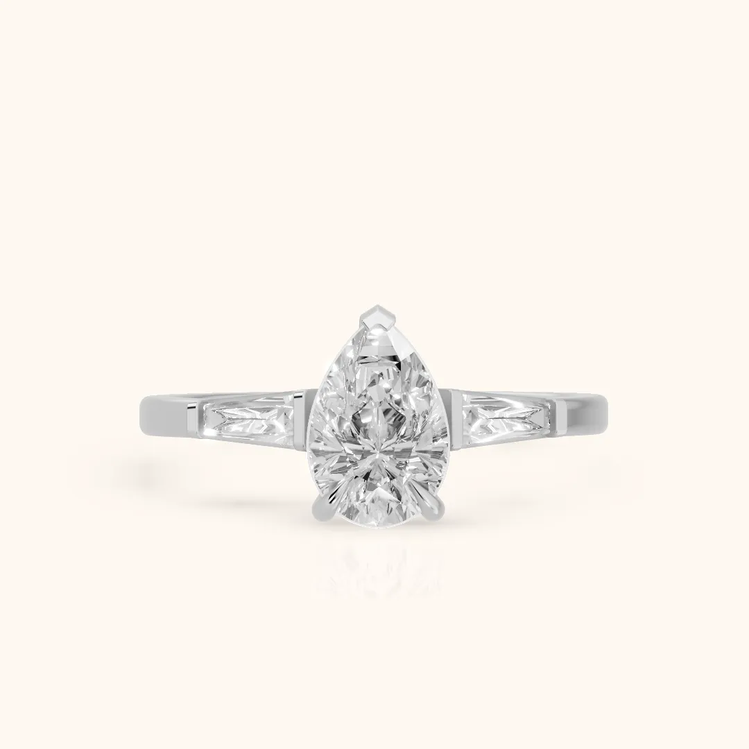 Winnie Three-Stone Pear Diamond Engagement Ring in Silver — view 2