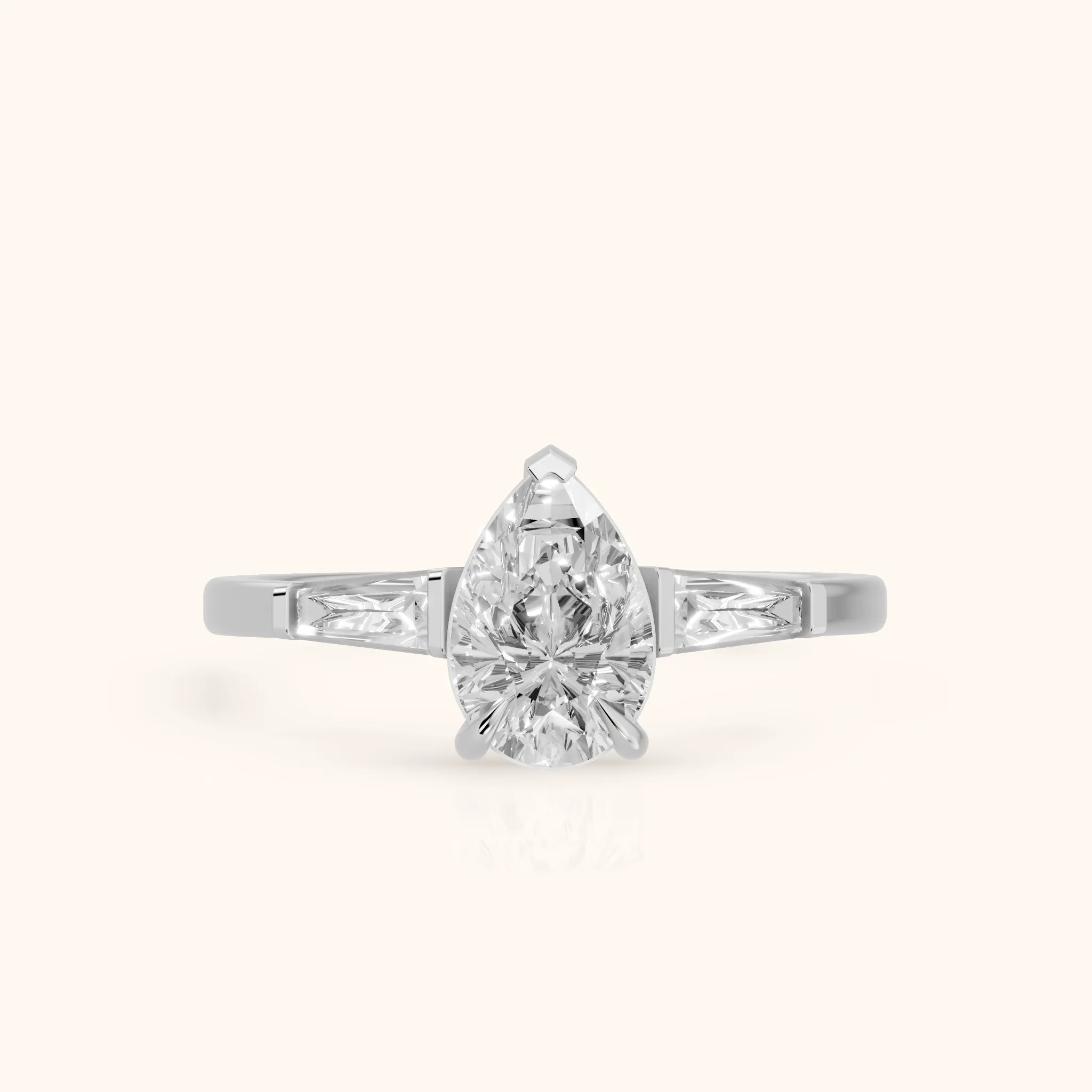 Winnie Three-Stone Pear Diamond Engagement Ring in Silver — view 1