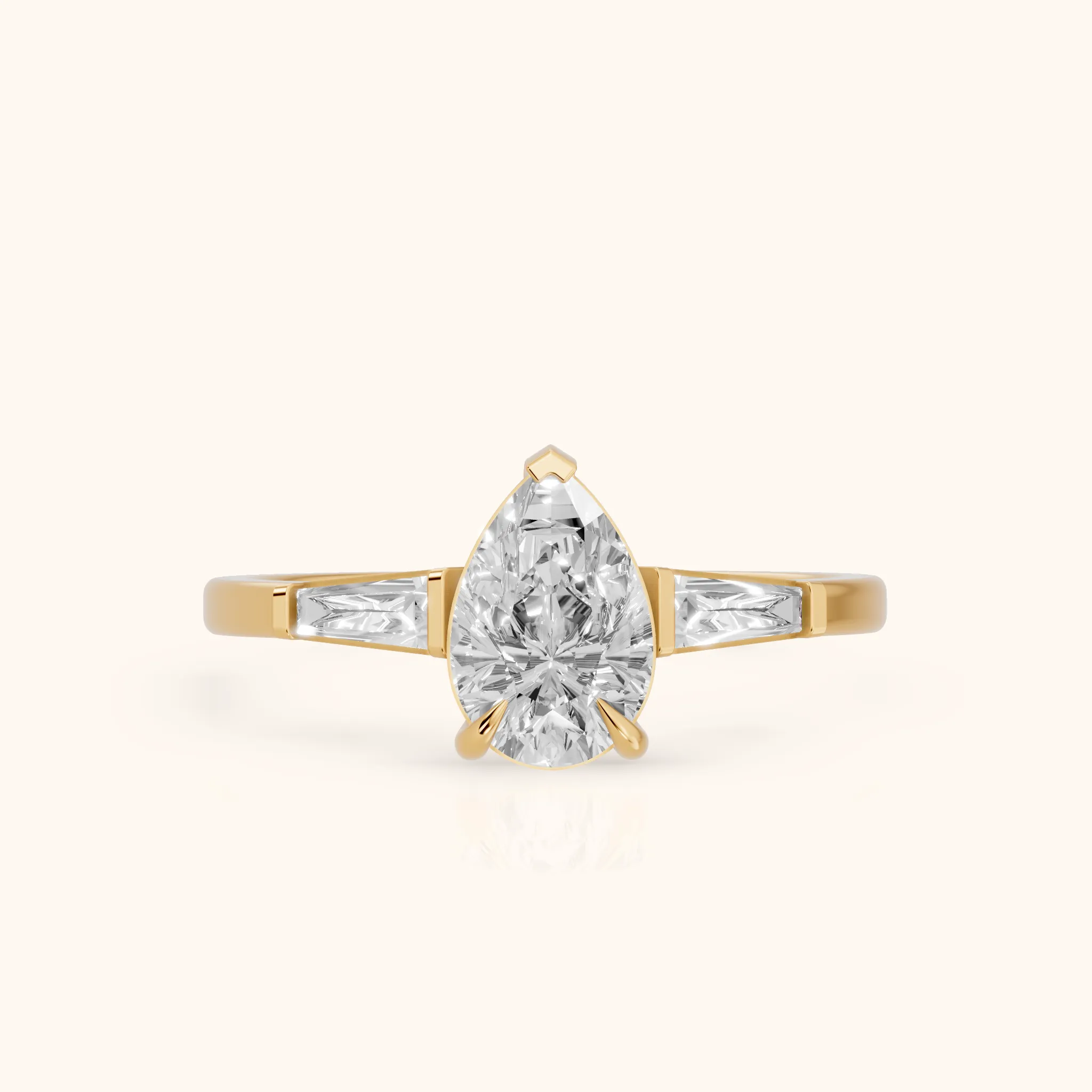 Winnie Three-Stone Pear Diamond Engagement Ring in Yellow Gold — view 1