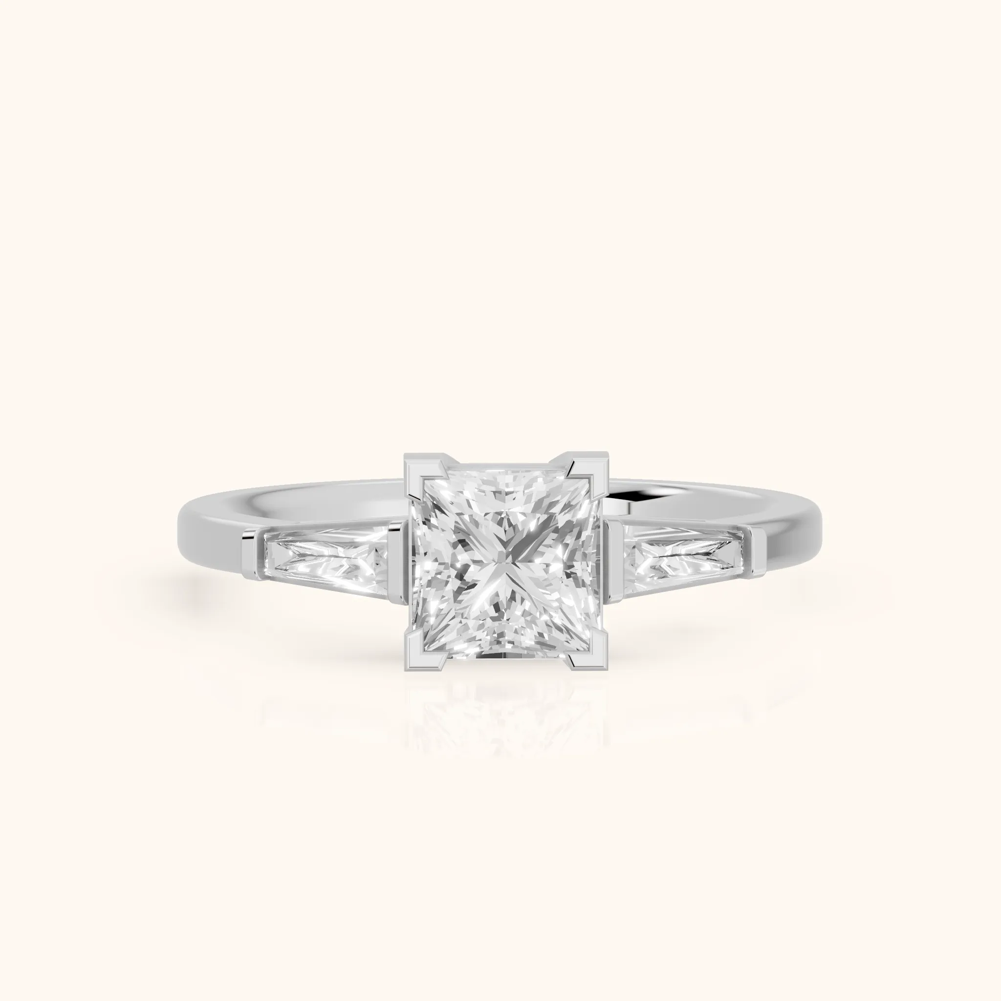 Winnie Three-Stone Princess Diamond Engagement Ring in Silver — view 1