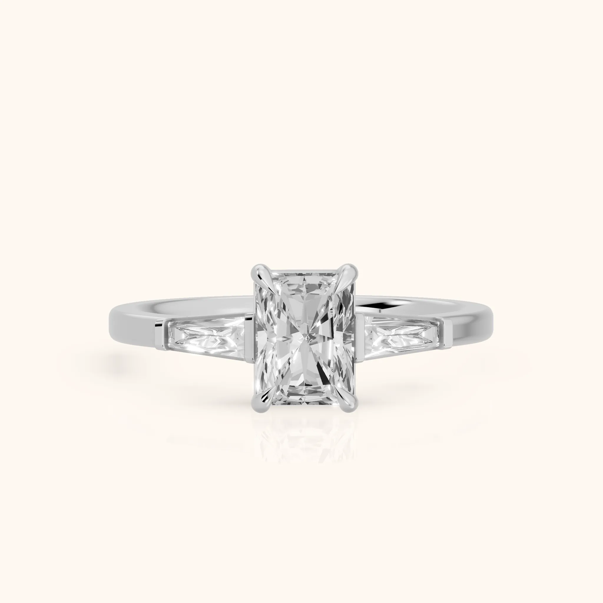 Winnie Three-Stone Radiant Diamond Engagement Ring in Silver — view 1
