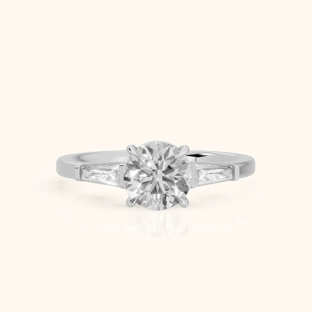 Winnie Three-Stone Round Diamond Engagement Ring in Silver — view 2