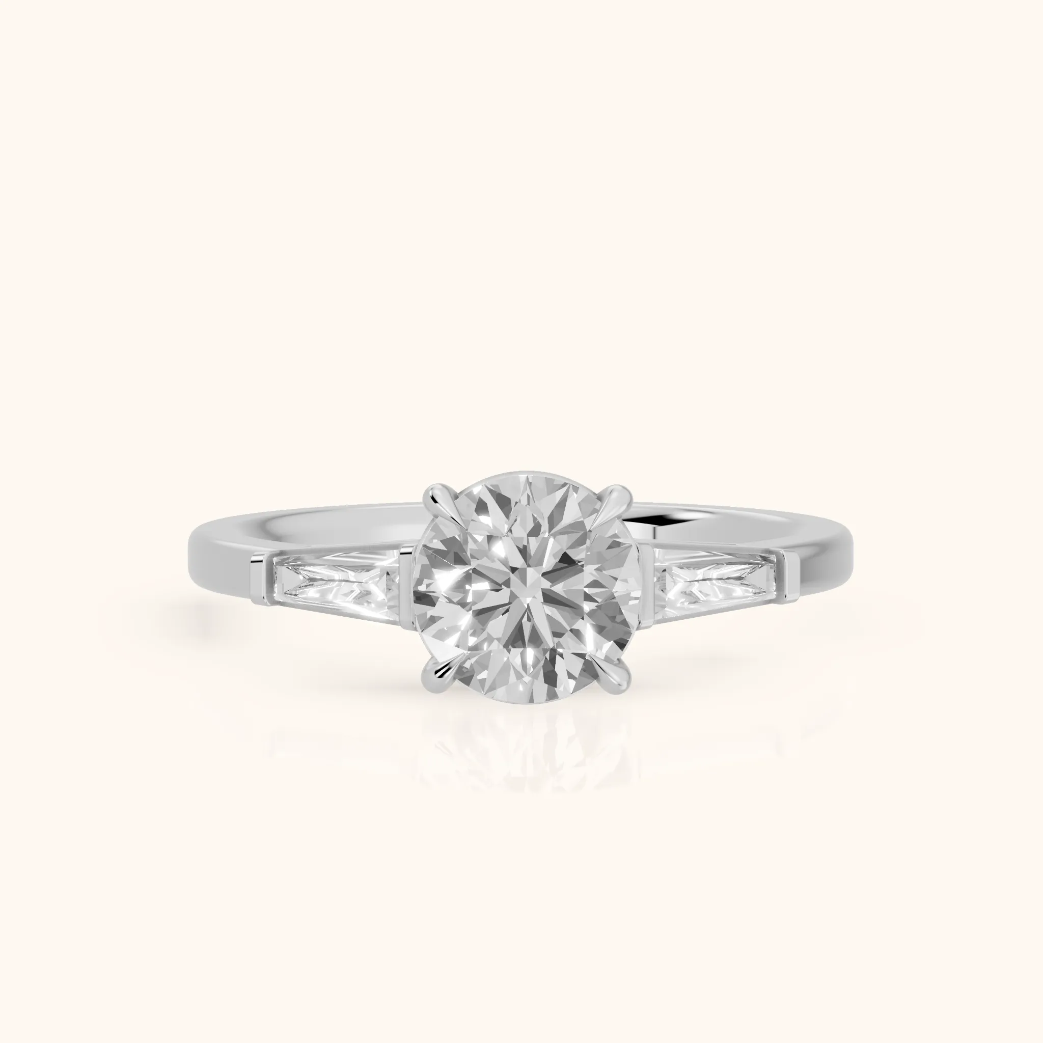 Winnie Three-Stone Round Diamond Engagement Ring in Silver — view 1