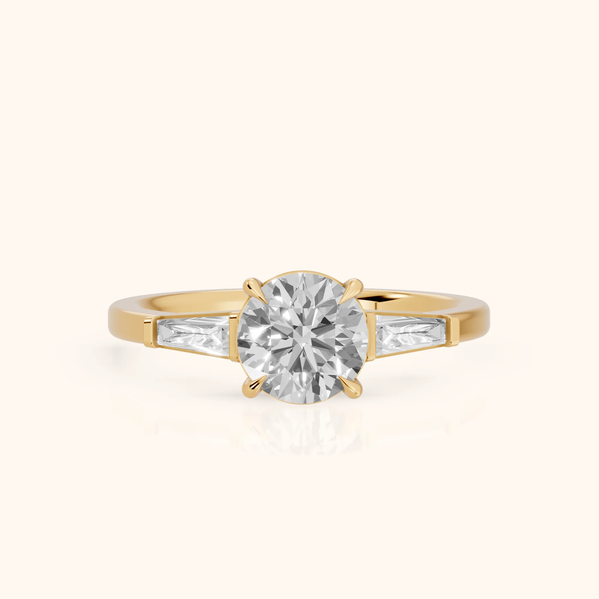 Winnie Three-Stone Round Diamond Engagement Ring in Yellow Gold — view 1