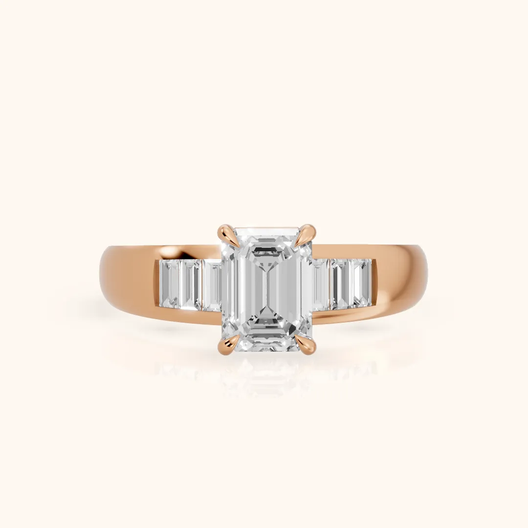 Elsie Channel Set Emerald Diamond Engagement Ring in Rose Gold — view 2