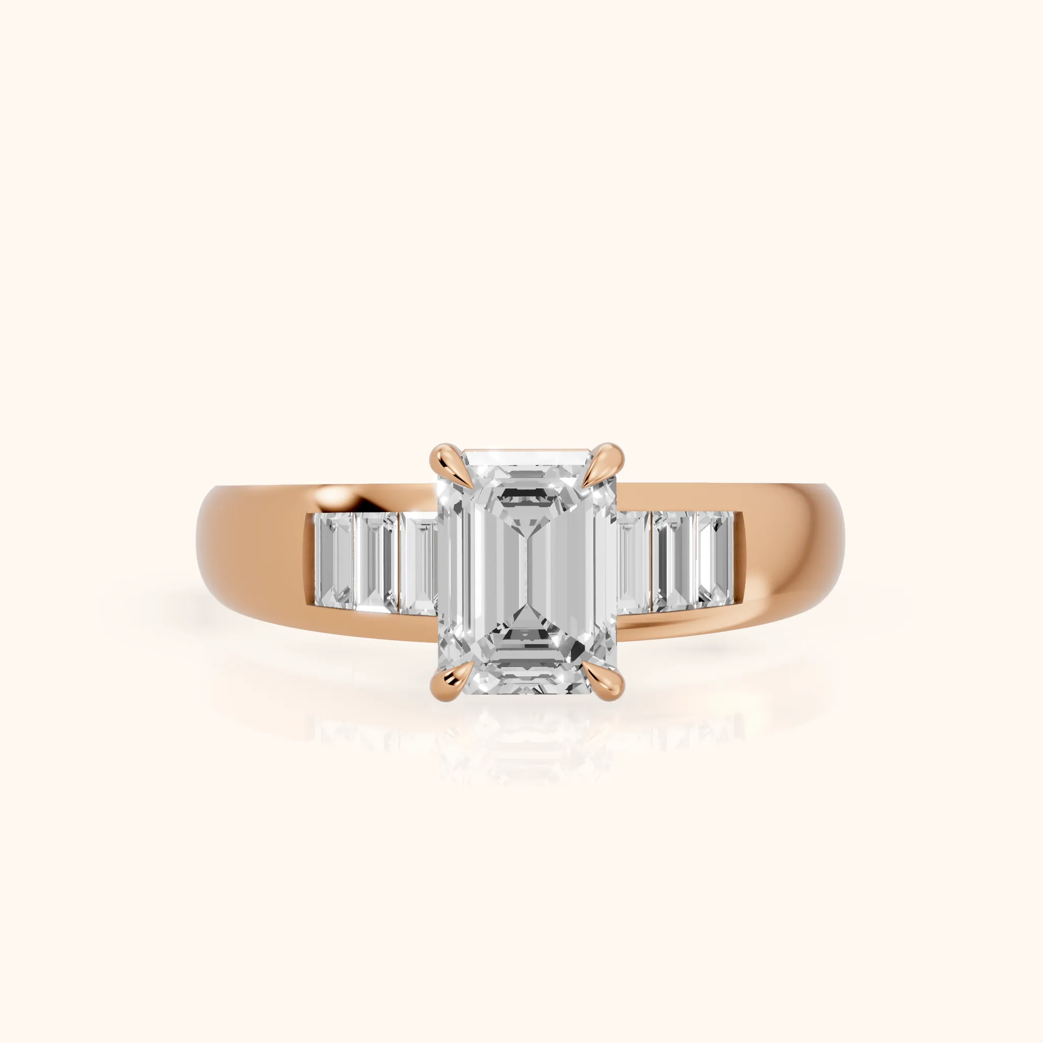 Elsie Channel Set Emerald Diamond Engagement Ring in Rose Gold — view 1