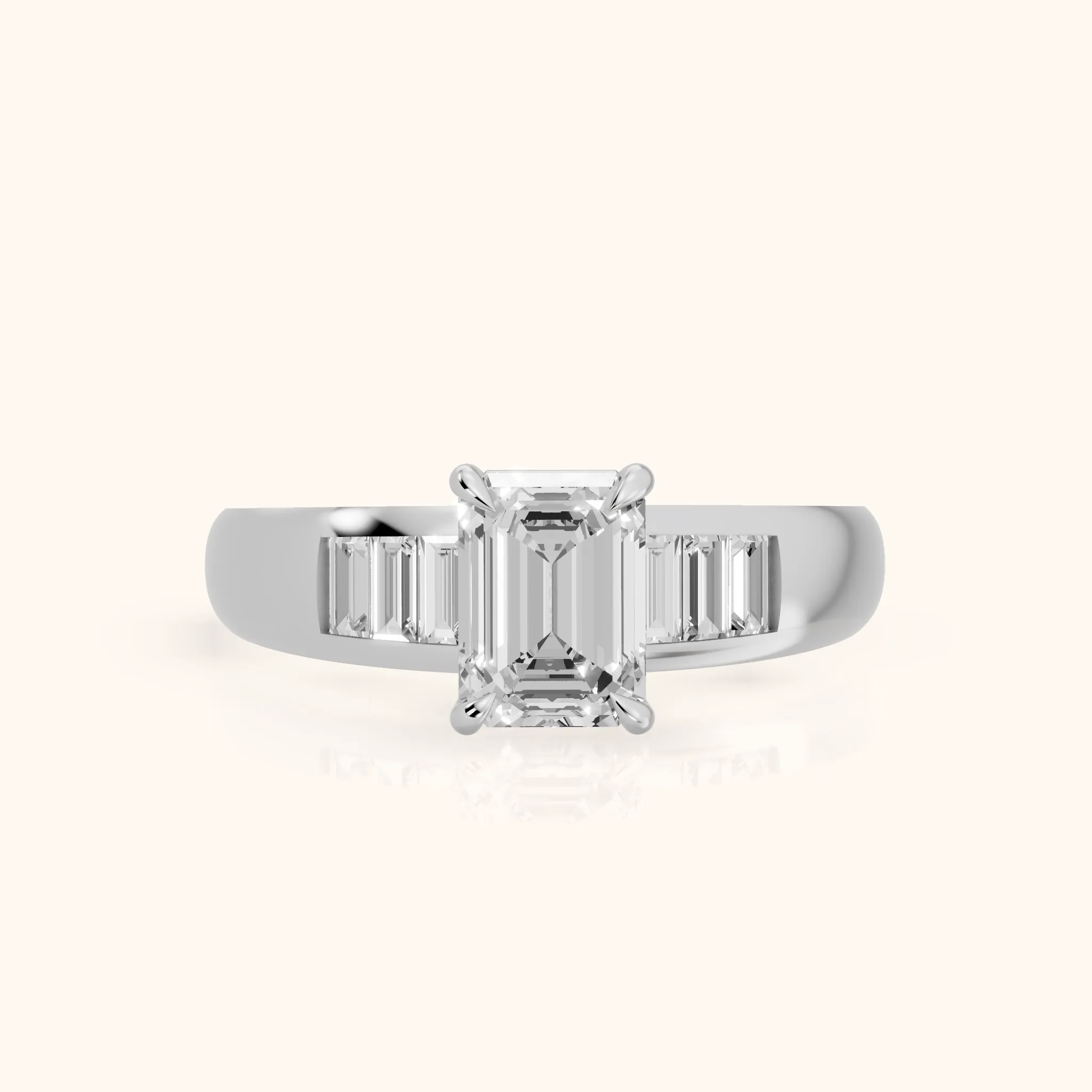 Elsie Channel Set Emerald Diamond Engagement Ring in Silver — view 1