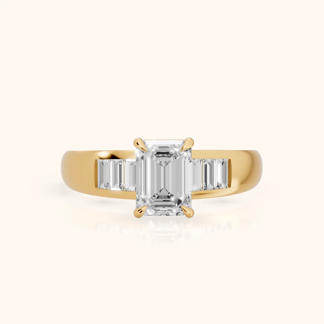 Elsie Channel Set Emerald Diamond Engagement Ring in Yellow Gold — view 2