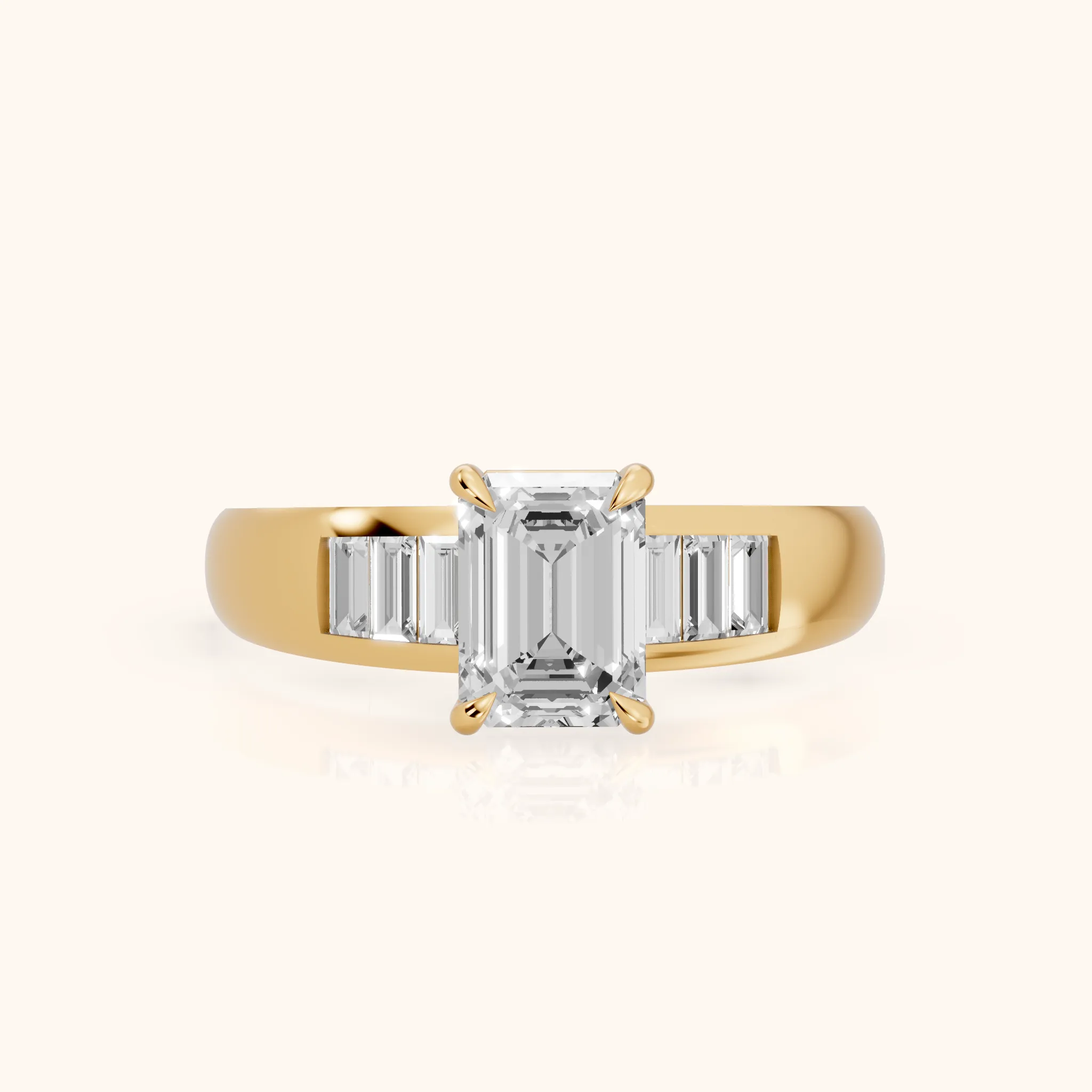 Elsie Channel Set Emerald Diamond Engagement Ring in Yellow Gold — view 1