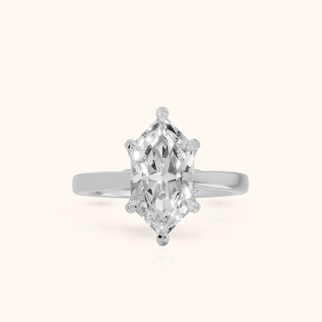 Aubrey Filigree Hidden Halo Dutch Marquise Diamond Engagement Ring in Silver — view 2