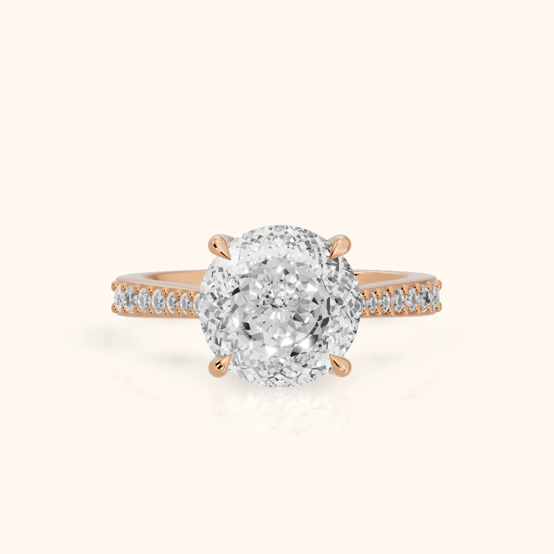 Skylar Twist Pavé Portuguese Cut Round Diamond Engagement Ring in Rose Gold — view 2