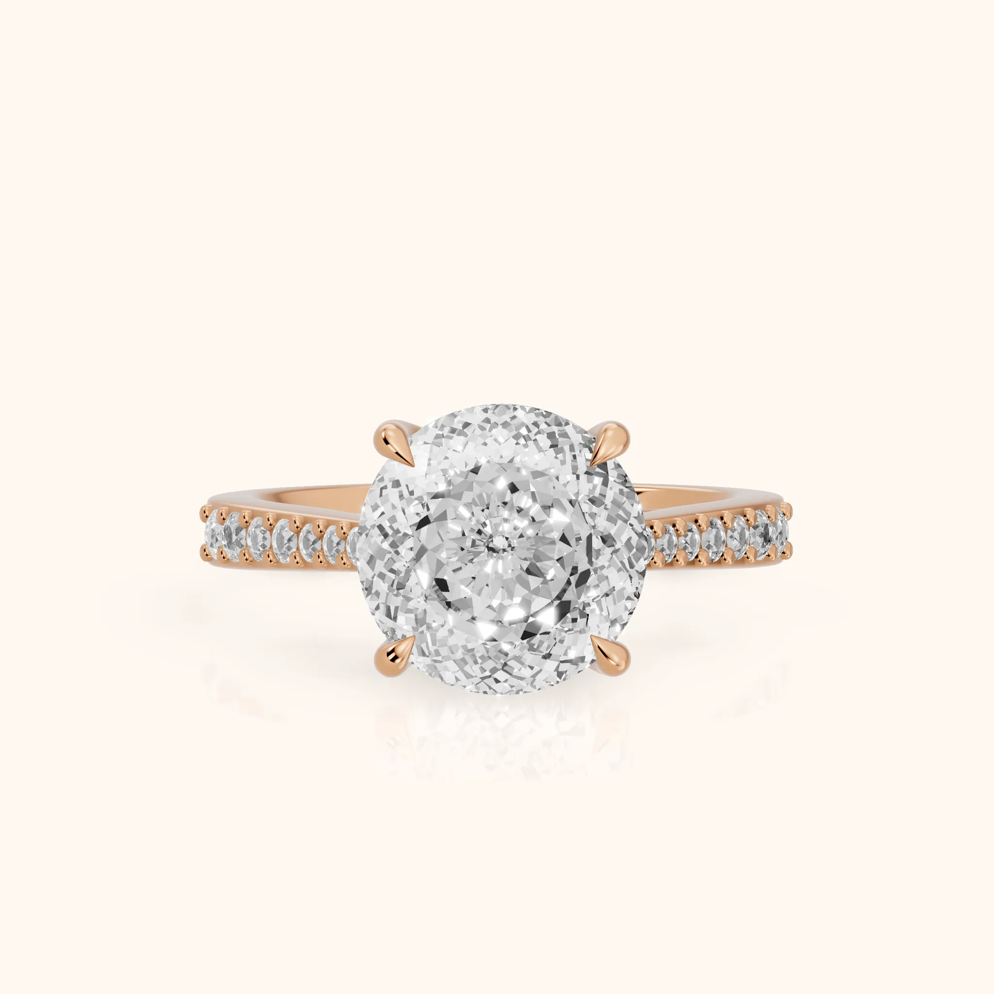 Skylar Twist Pavé Portuguese Cut Round Diamond Engagement Ring in Rose Gold — view 1