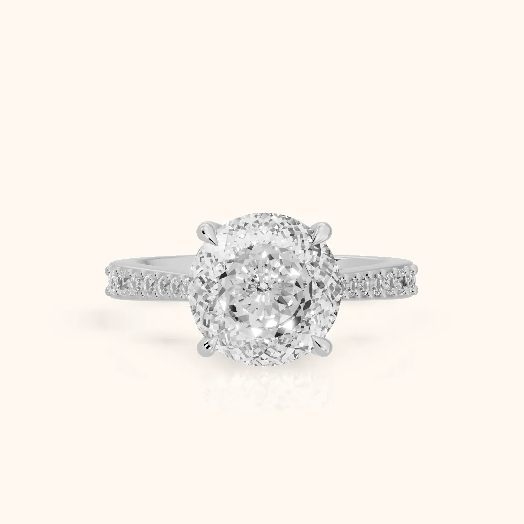 Skylar Twist Pavé Portuguese Cut Round Diamond Engagement Ring in Silver — view 2