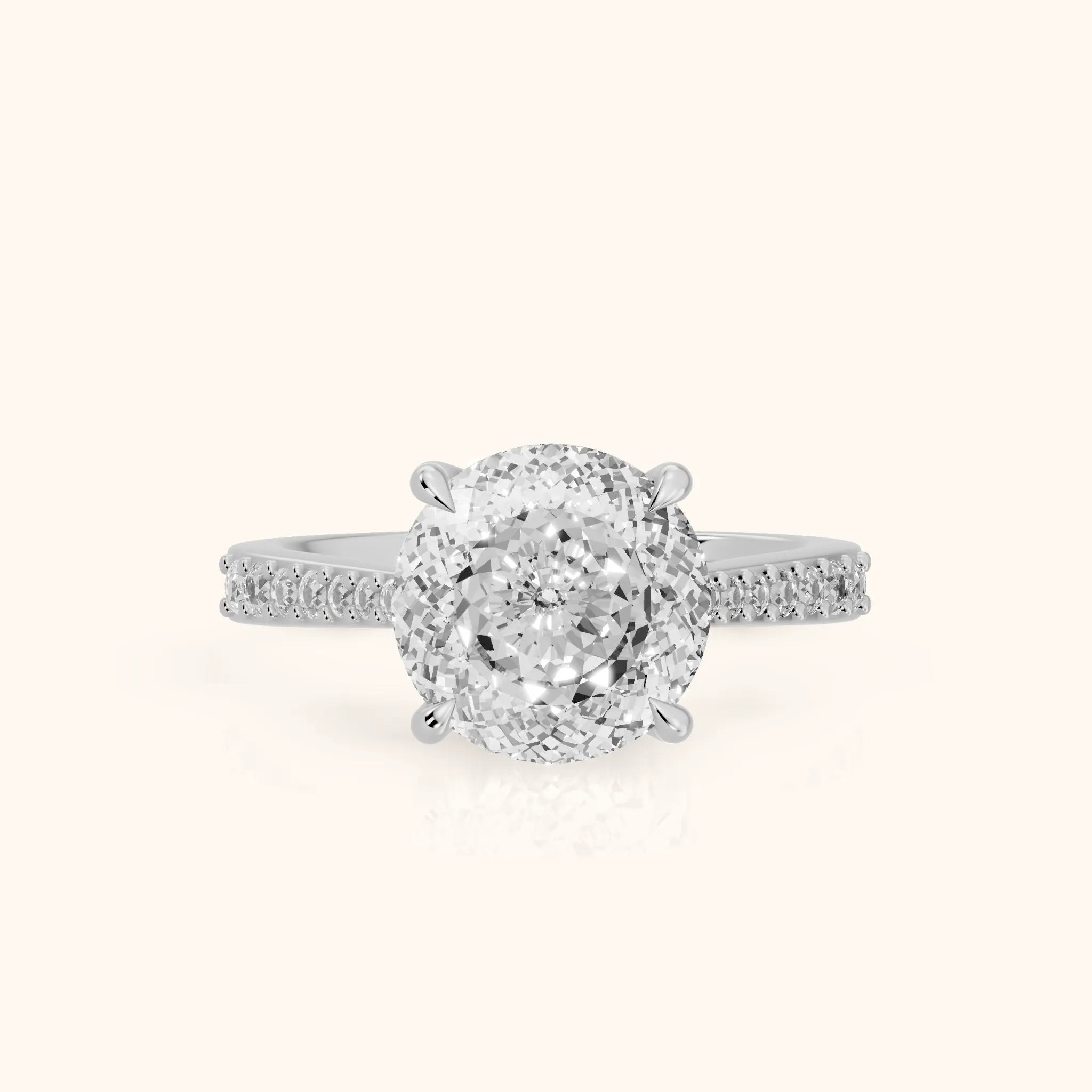 Skylar Twist Pavé Portuguese Cut Round Diamond Engagement Ring in Silver — view 1