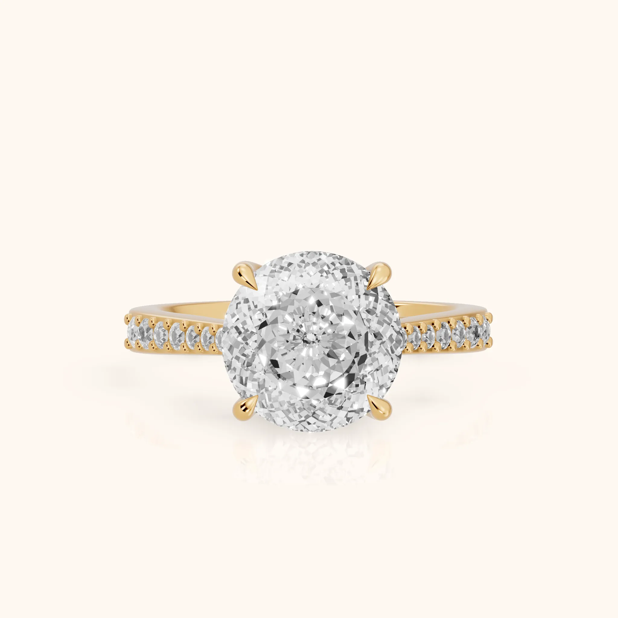 Skylar Twist Pavé Portuguese Cut Round Diamond Engagement Ring in Yellow Gold — view 1