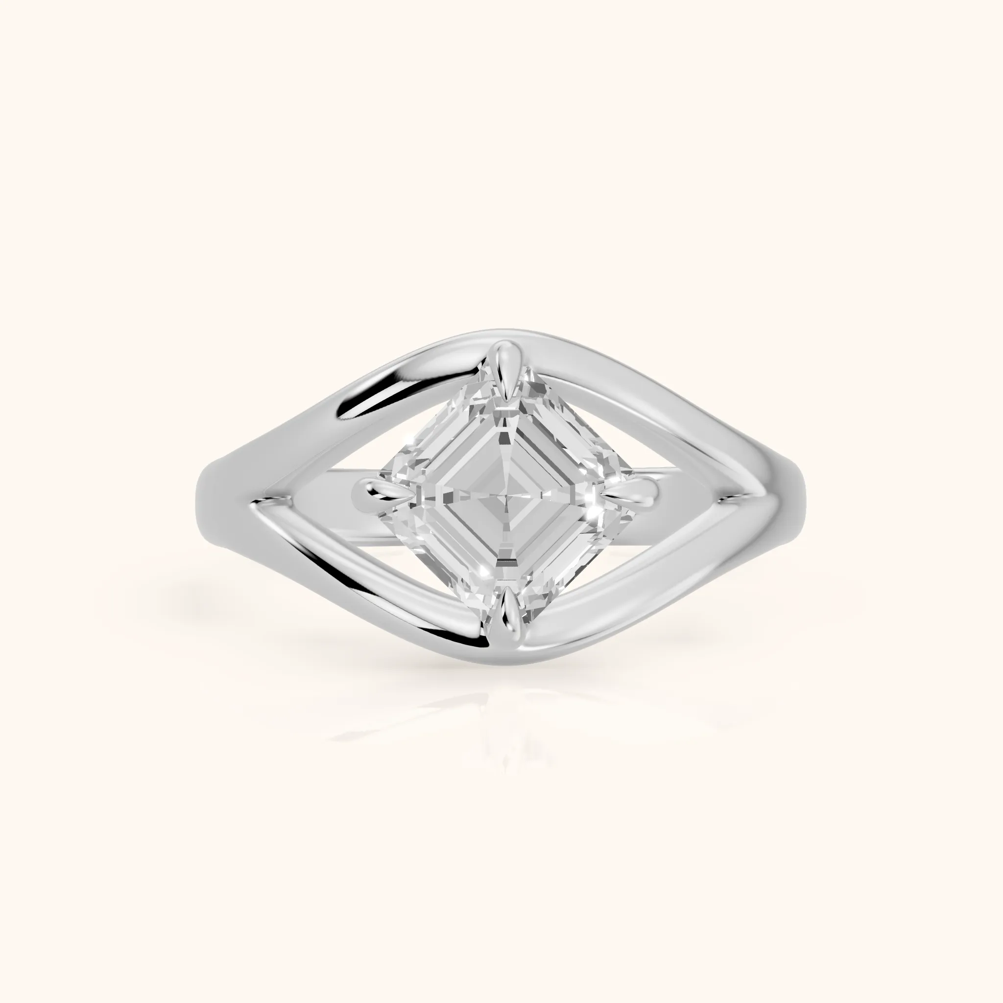 Madeleine Split Shank Asscher Diamond Engagement Ring in Silver — view 1