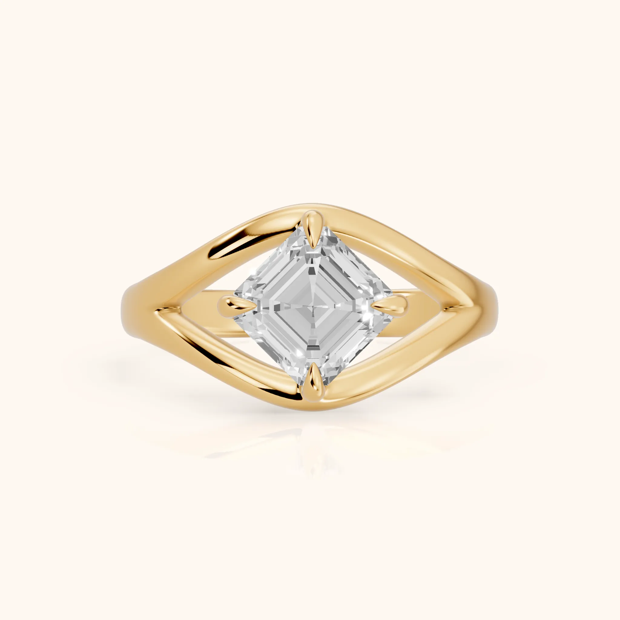 Madeleine Split Shank Asscher Diamond Engagement Ring in Yellow Gold — view 1
