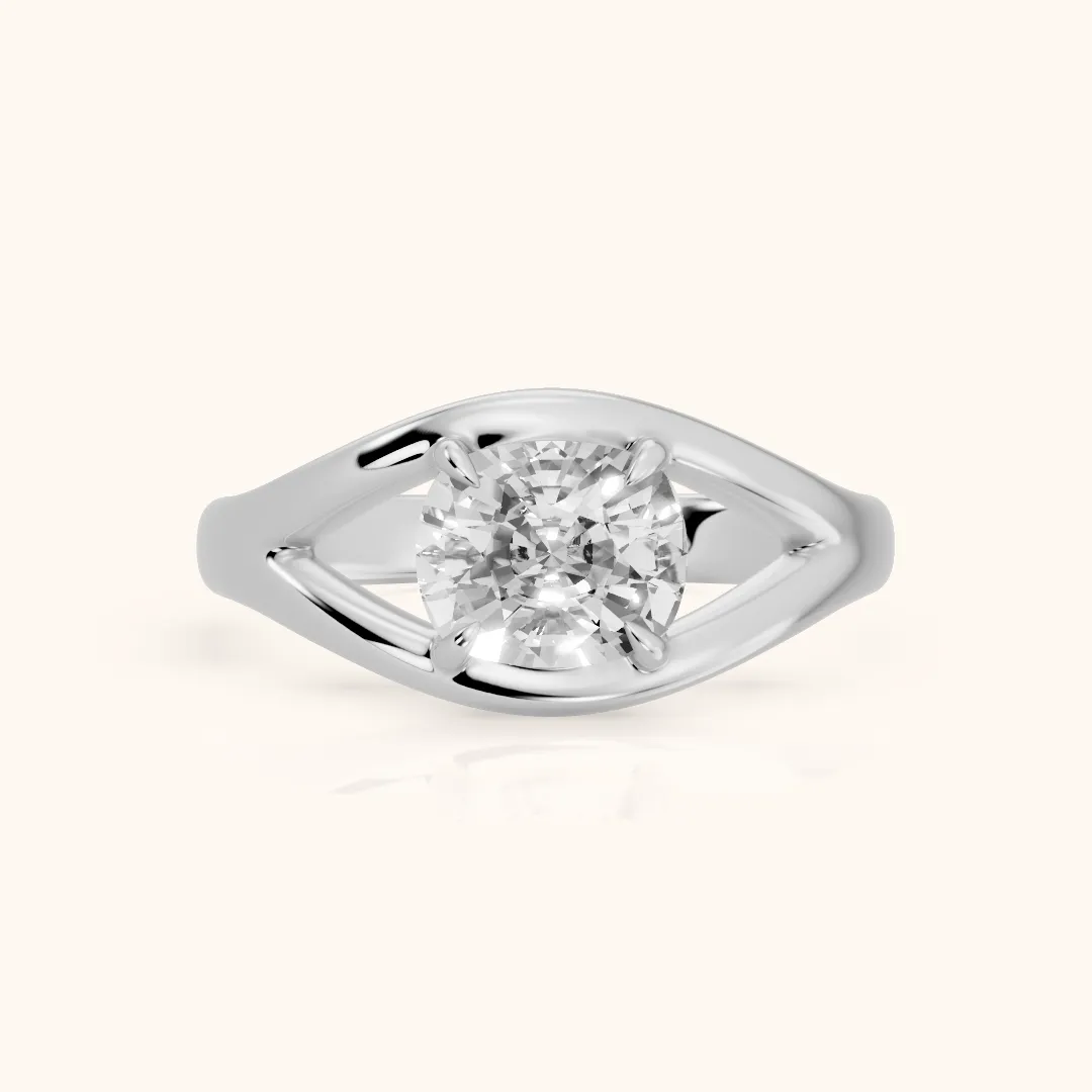 Madeleine Split Shank Cushion Diamond Engagement Ring in Silver — view 2