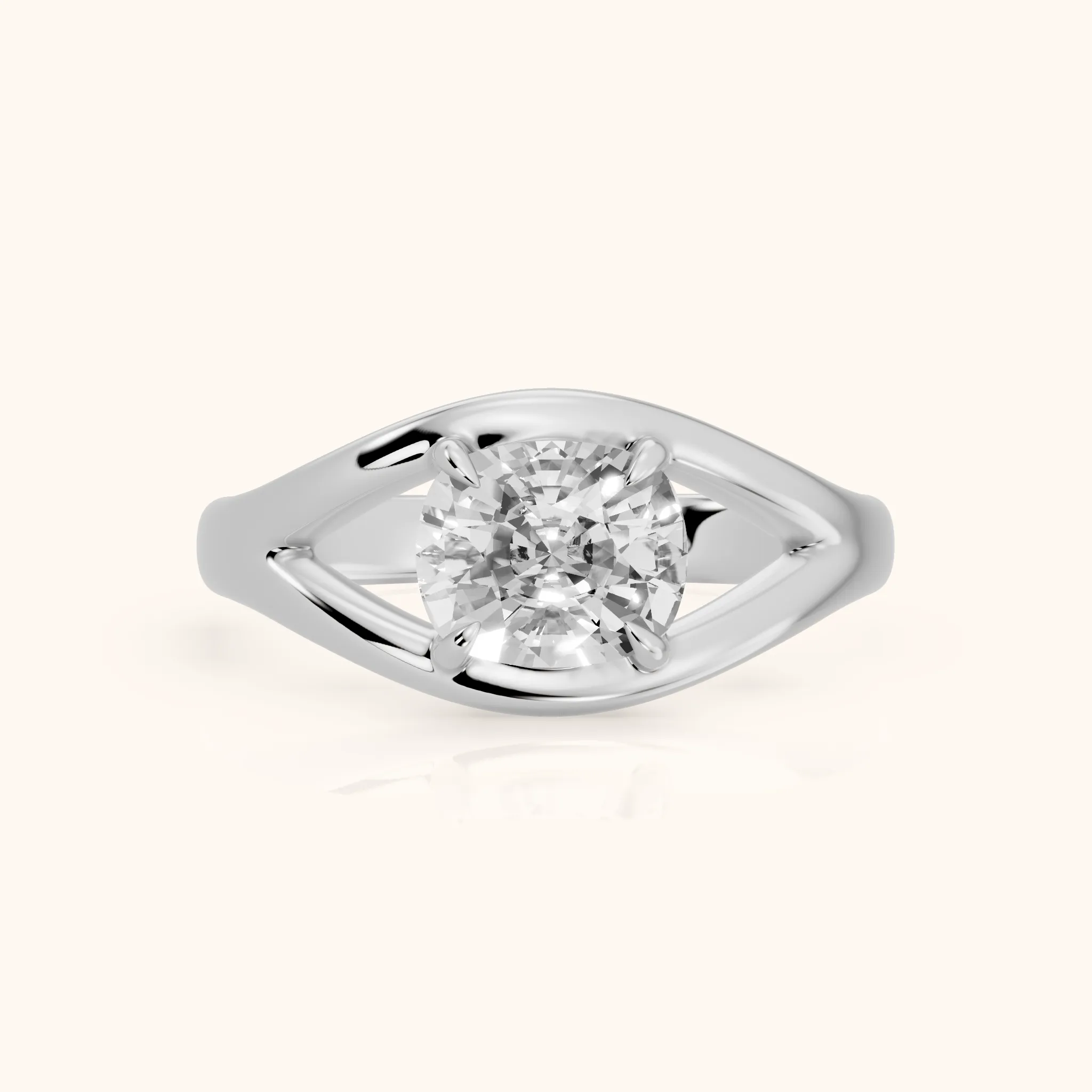 Madeleine Split Shank Cushion Diamond Engagement Ring in Silver — view 1