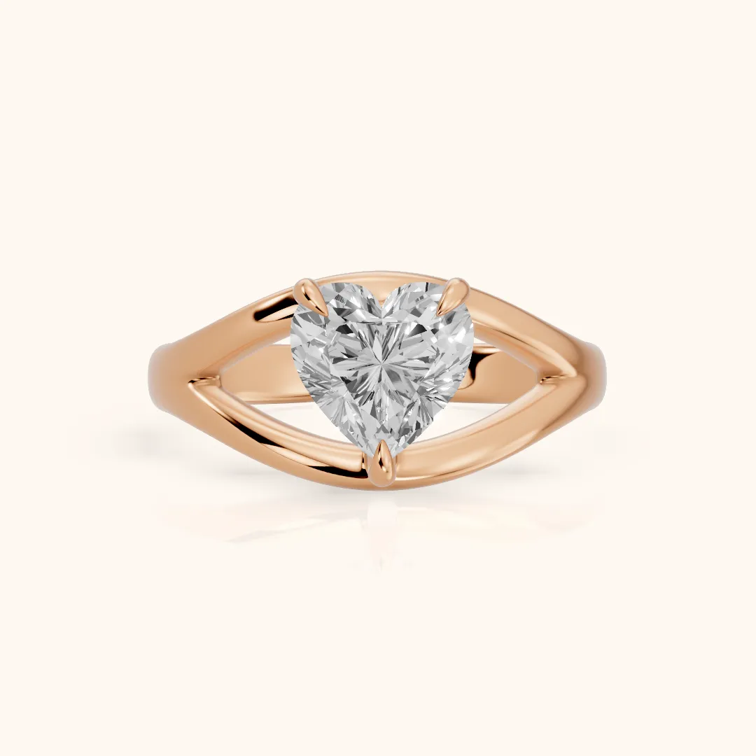 Madeleine Split Shank Heart Diamond Engagement Ring in Rose Gold — view 2