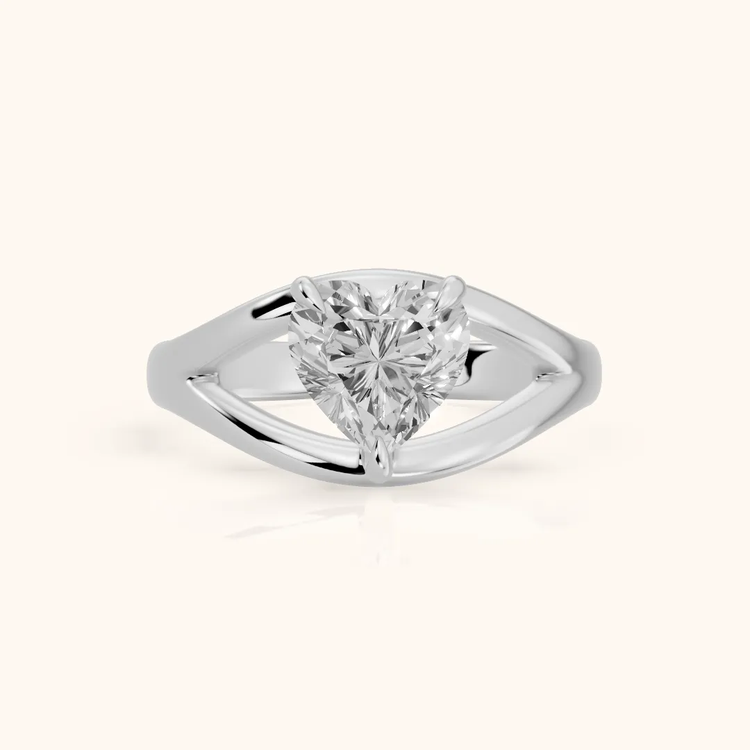 Madeleine Split Shank Heart Diamond Engagement Ring in Silver — view 2