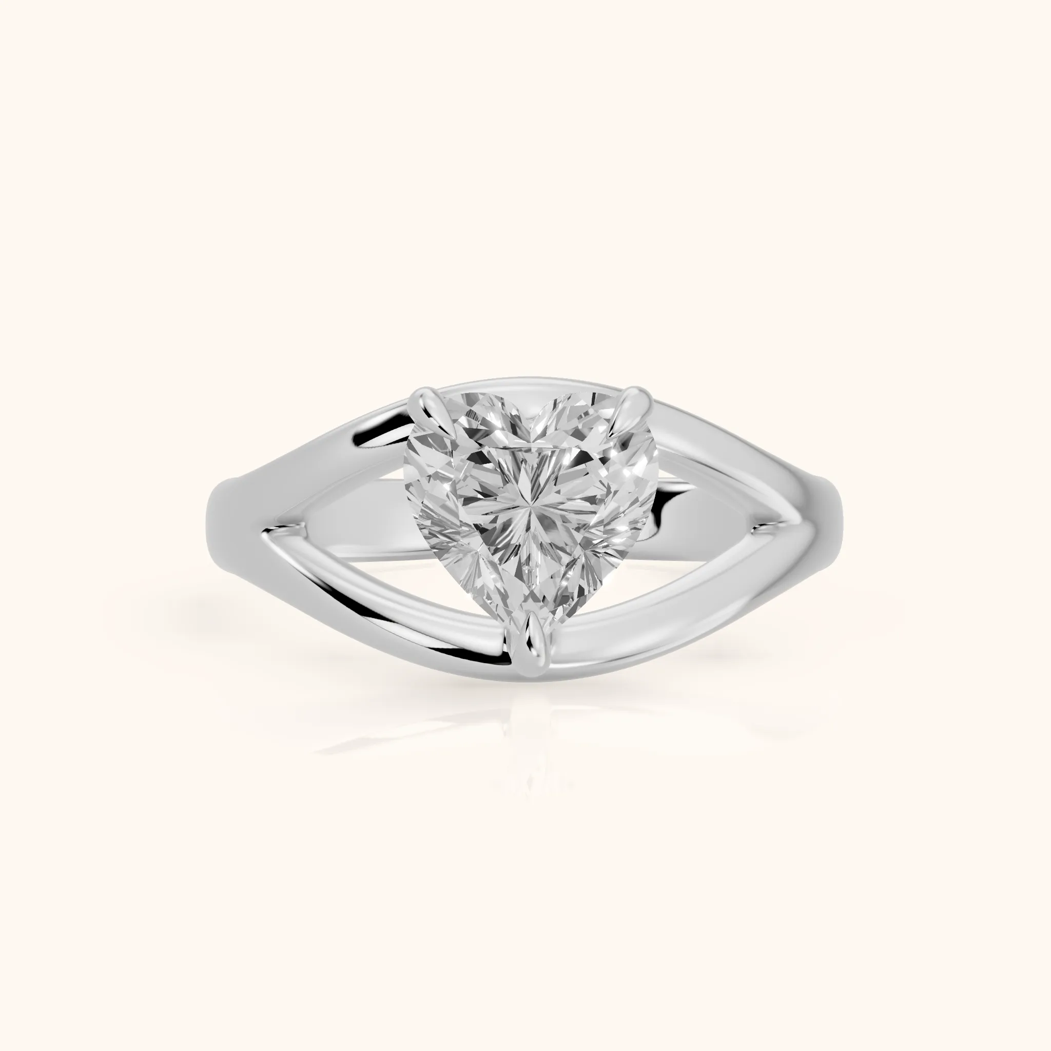 Madeleine Split Shank Heart Diamond Engagement Ring in Silver — view 1