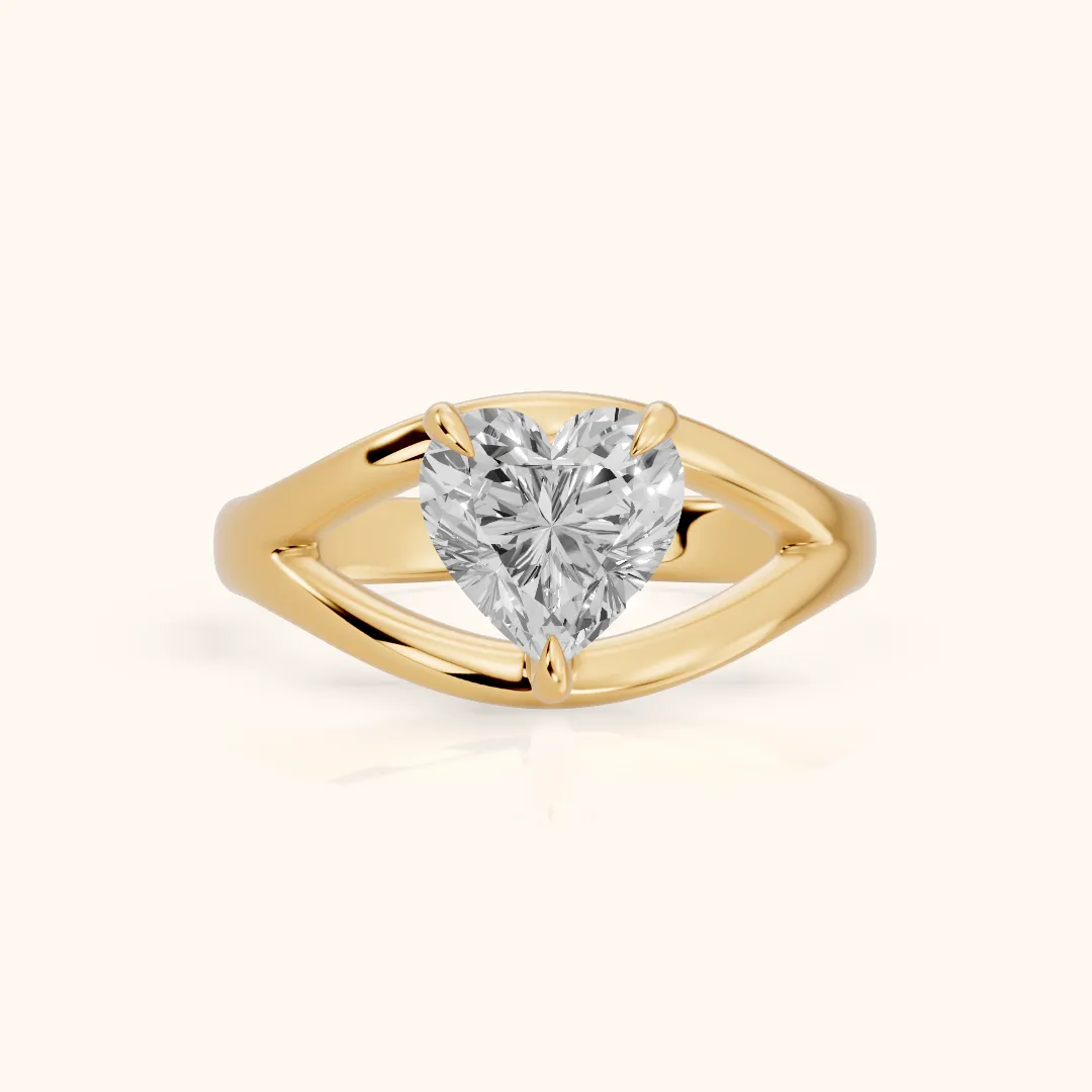 Madeleine Split Shank Heart Diamond Engagement Ring in Yellow Gold — view 2