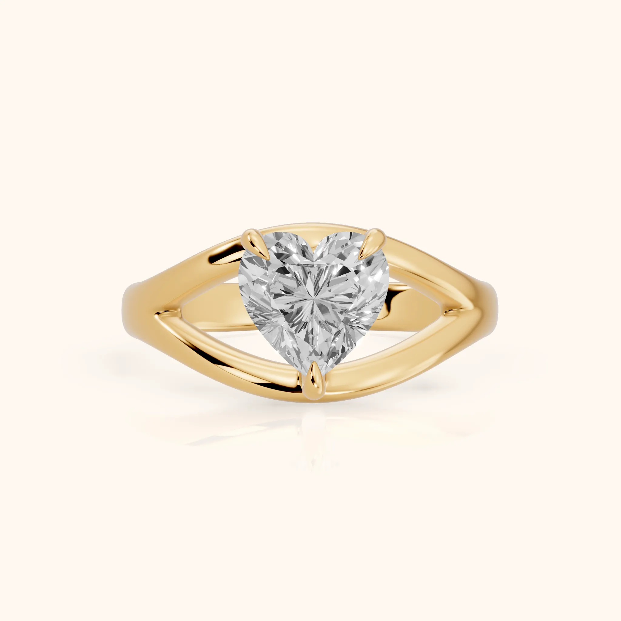 Madeleine Split Shank Heart Diamond Engagement Ring in Yellow Gold — view 1