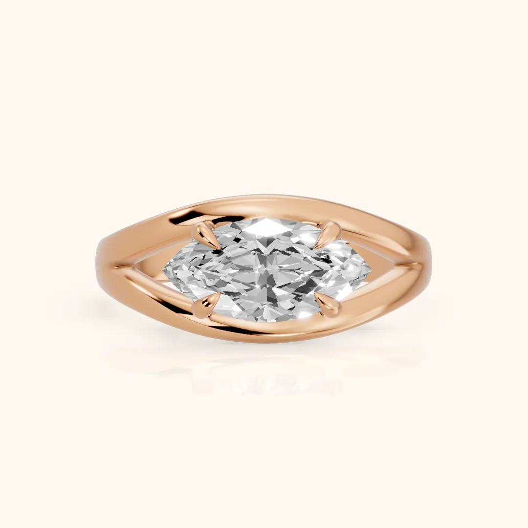 Madeleine Split Shank Marquise Diamond Engagement Ring in Rose Gold — view 2