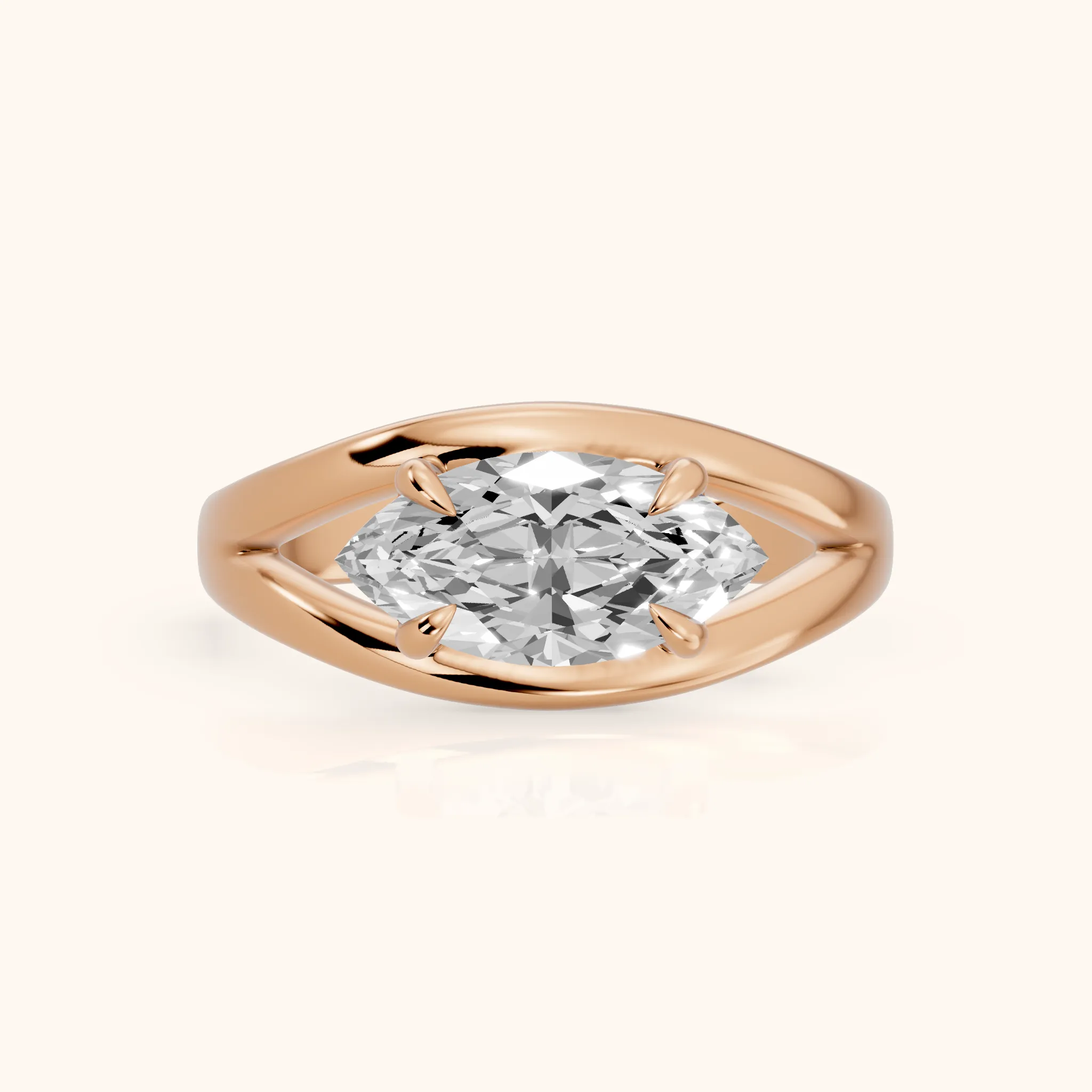 Madeleine Split Shank Marquise Diamond Engagement Ring in Rose Gold — view 1