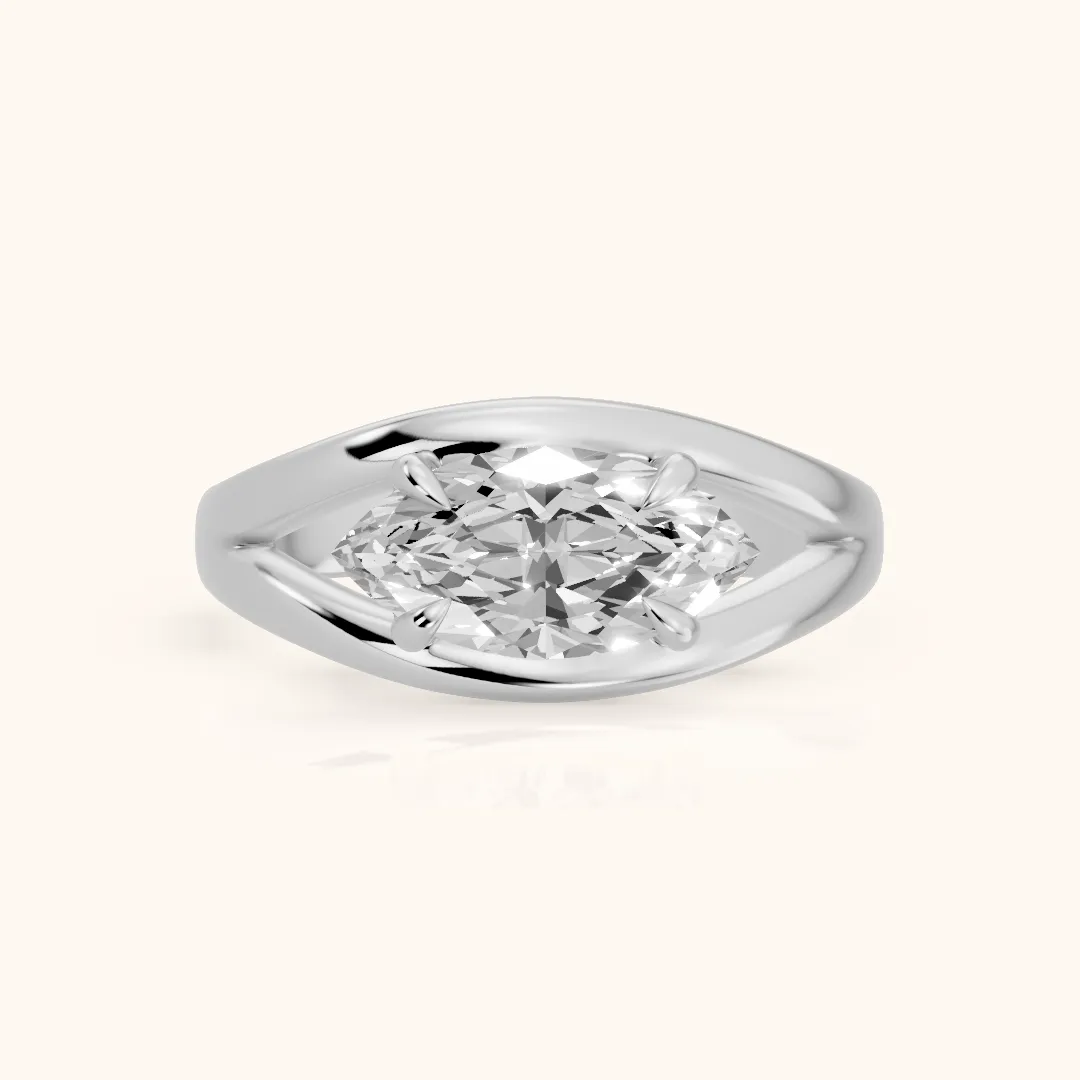 Madeleine Split Shank Marquise Diamond Engagement Ring in Silver — view 2