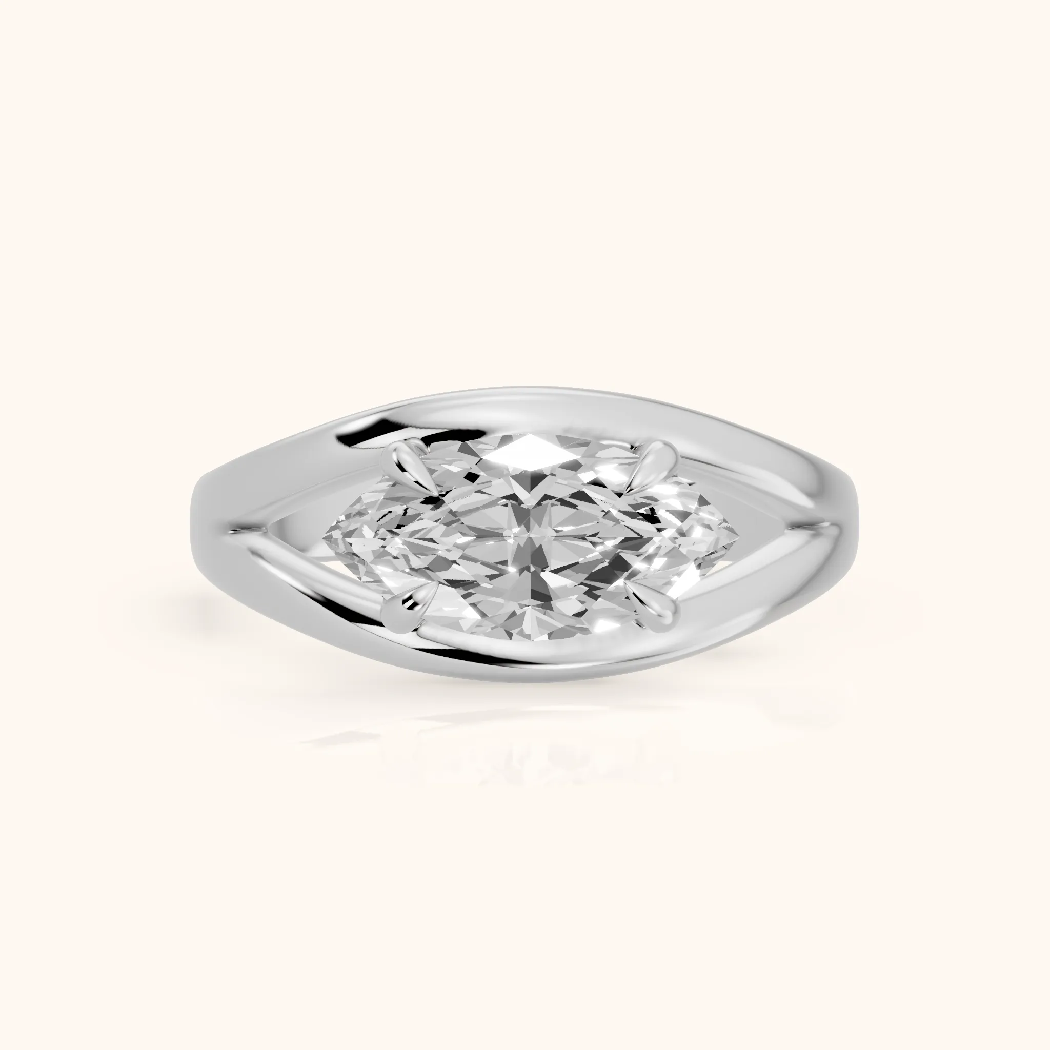 Madeleine Split Shank Marquise Diamond Engagement Ring in Silver — view 1