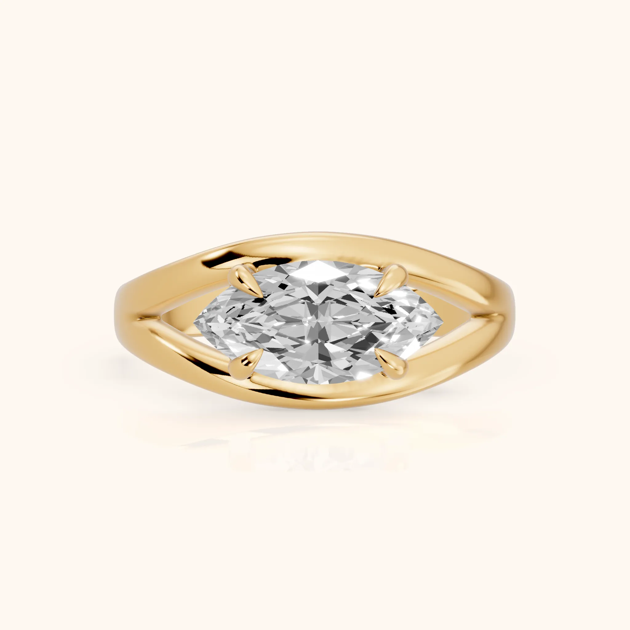 Madeleine Split Shank Marquise Diamond Engagement Ring in Yellow Gold — view 1