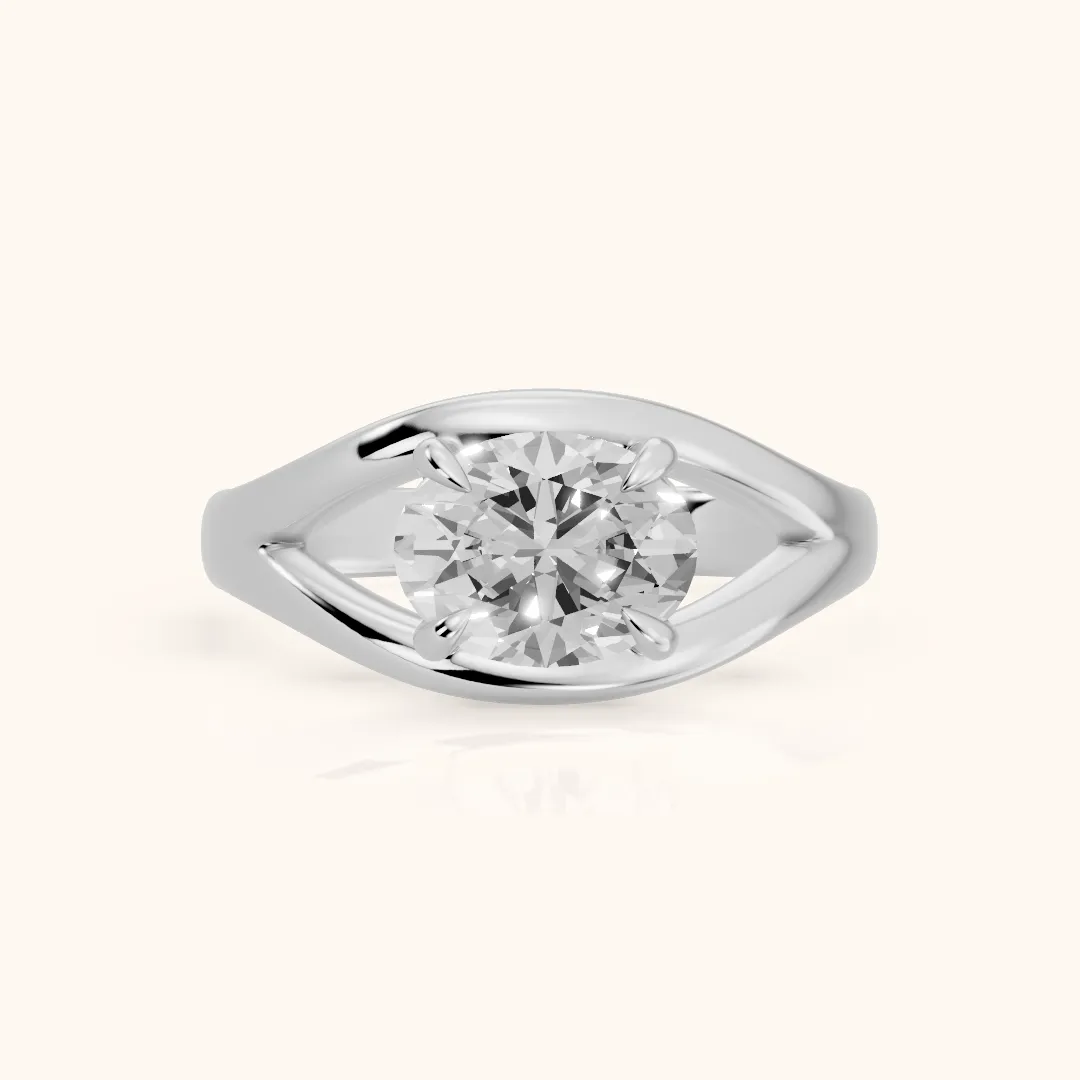 Madeleine Split Shank Oval Diamond Engagement Ring in Silver — view 2