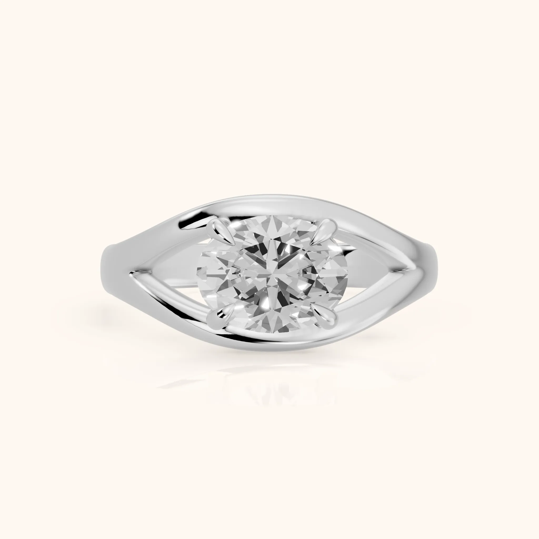 Madeleine Split Shank Oval Diamond Engagement Ring in Silver — view 1