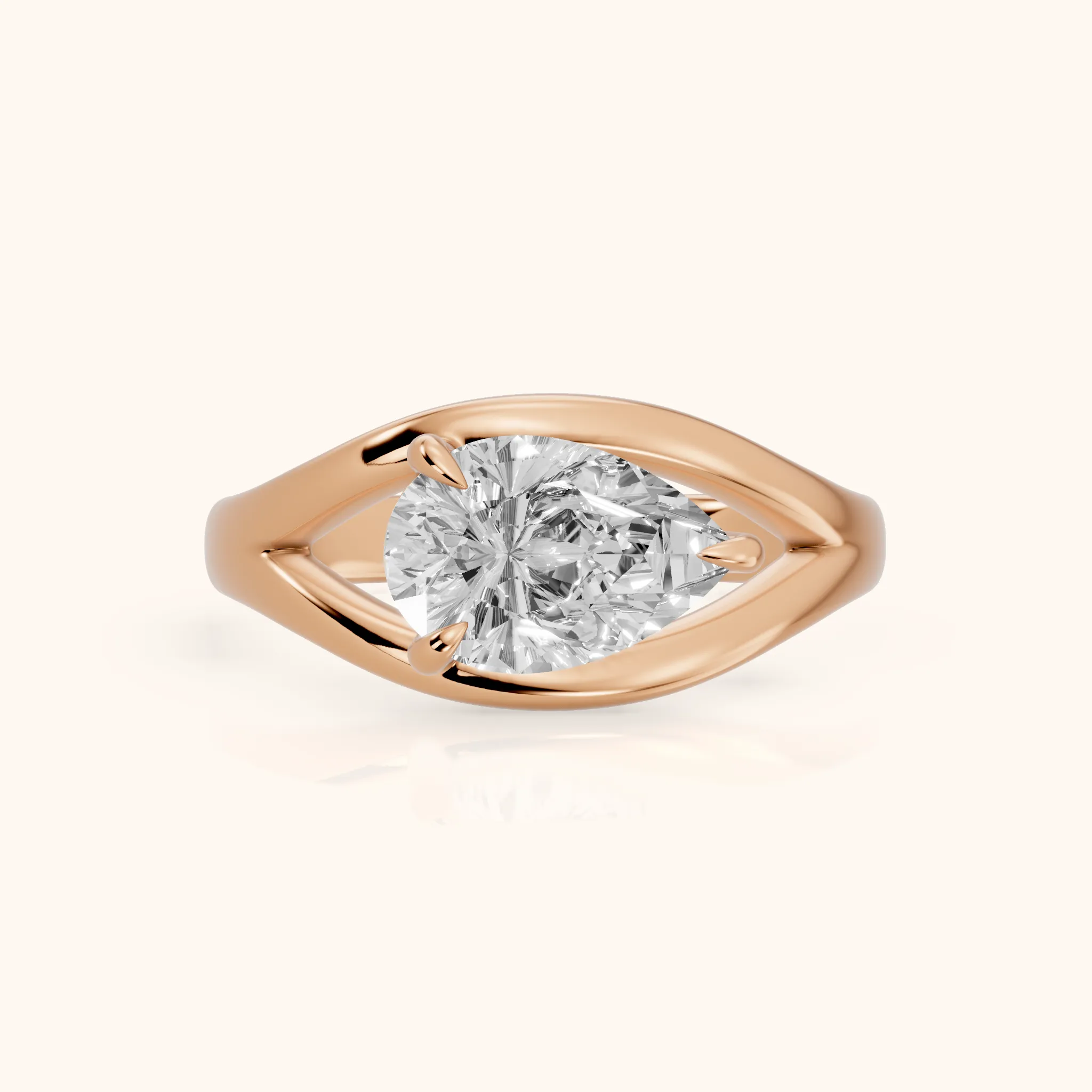 Madeleine Split Shank Pear Diamond Engagement Ring in Rose Gold — view 1
