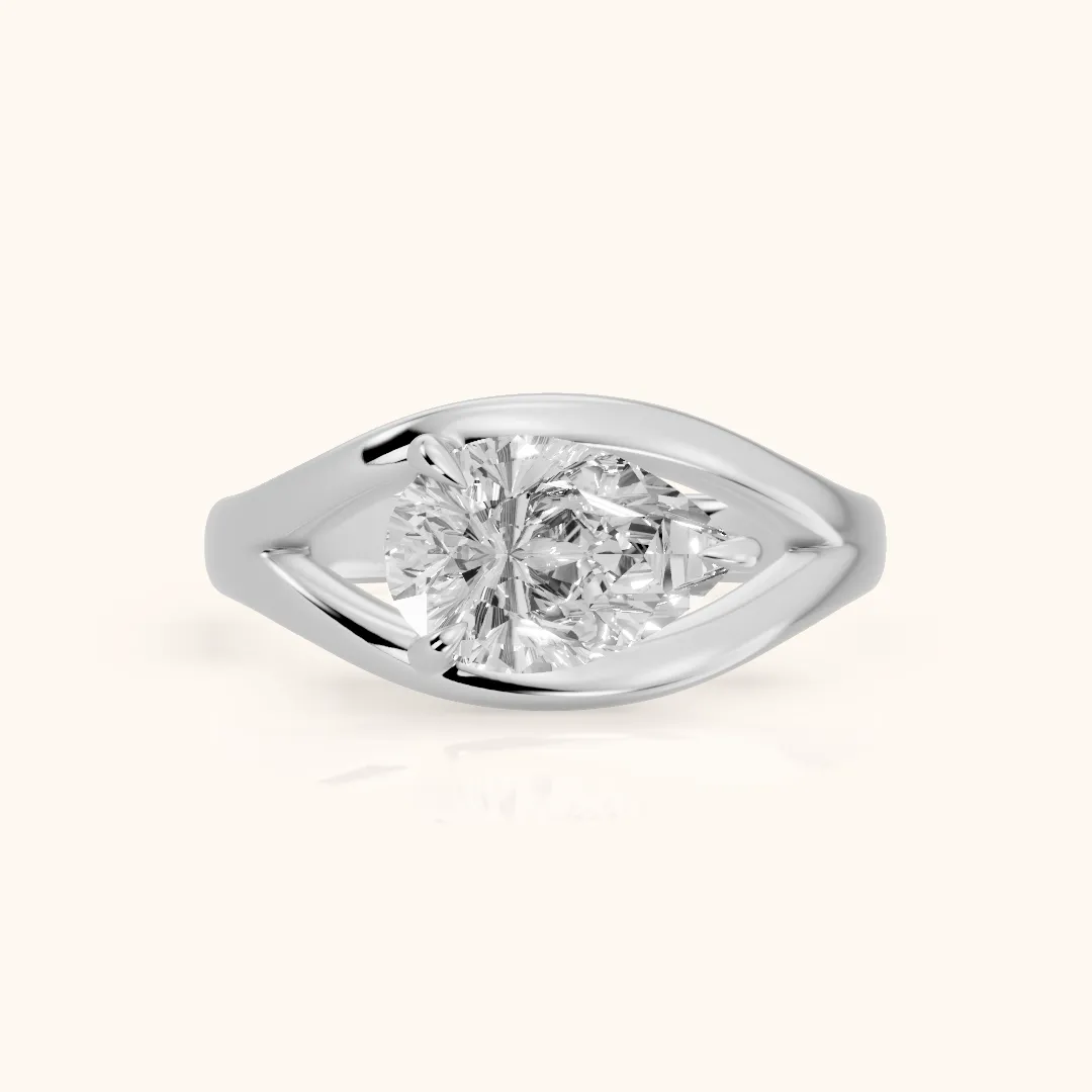 Madeleine Split Shank Pear Diamond Engagement Ring in Silver — view 2